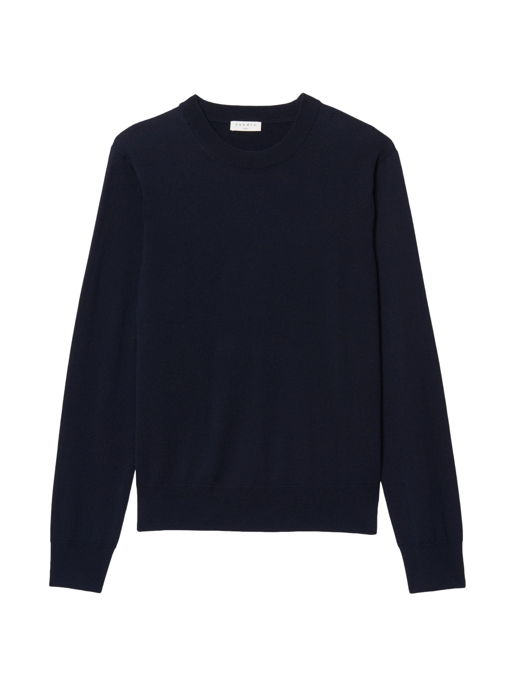 Sandro Men's Fine Knit Wool Sweater - Navy Blue