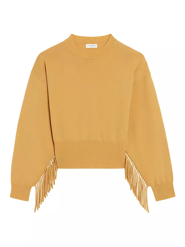Paprika Fringe Wool-Cashmere Sweater