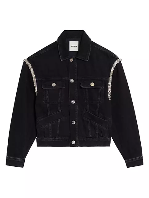 Sandro Mar Embellished Flannel Jacket