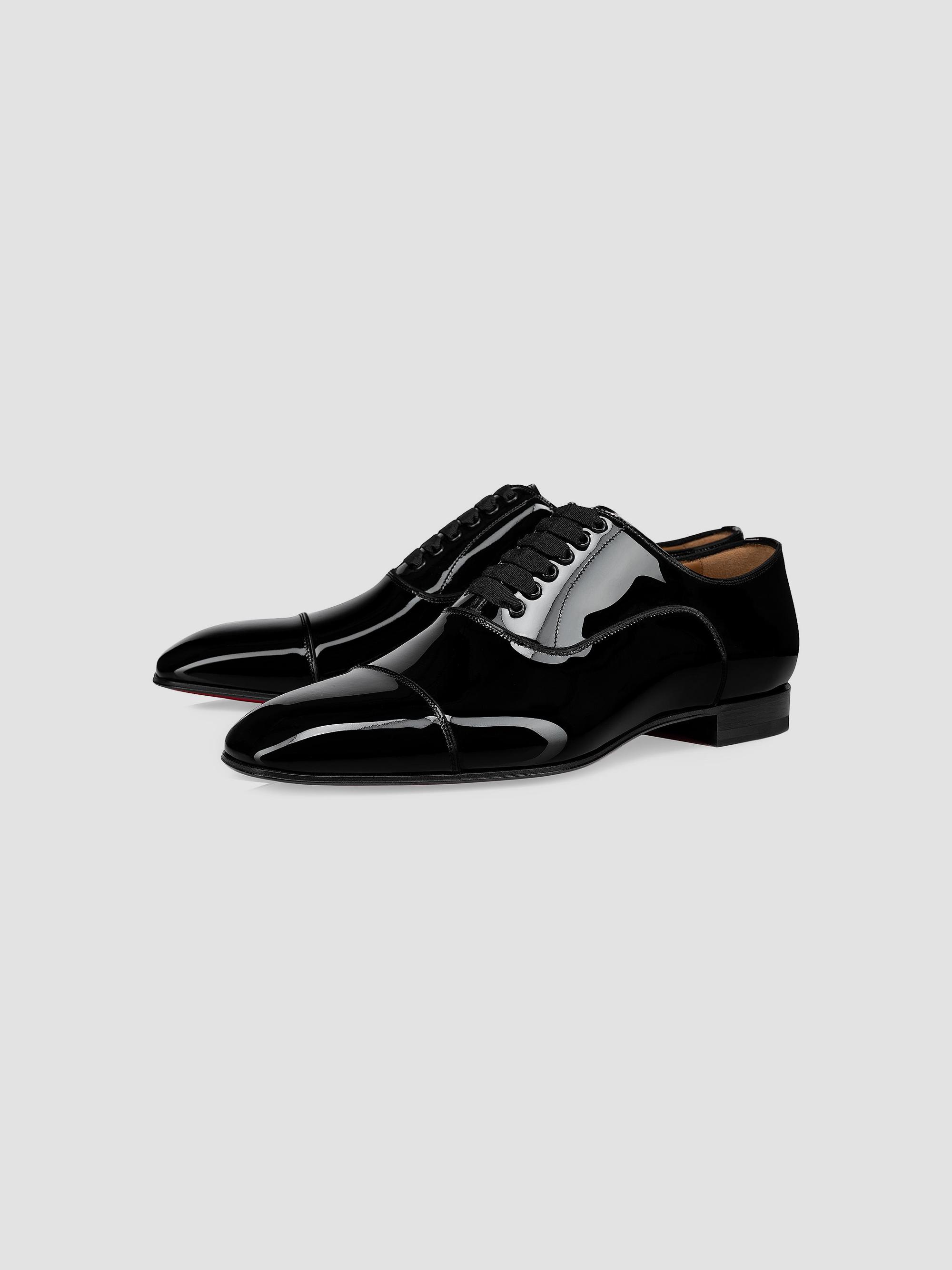 christian louboutin greggo men's lace-up leather dress shoes Patent Oxford - Black peplum knit mini dress