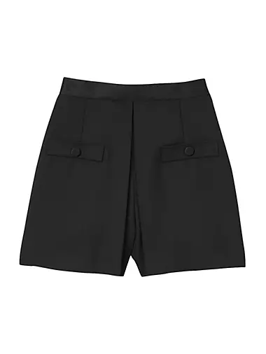  Shame Fall Winter High Waist Wide Leg Wool Shorts Belt A-Line  Short Warm Shorts (Color: Black, Size: XL code) : Clothing, Shoes & Jewelry