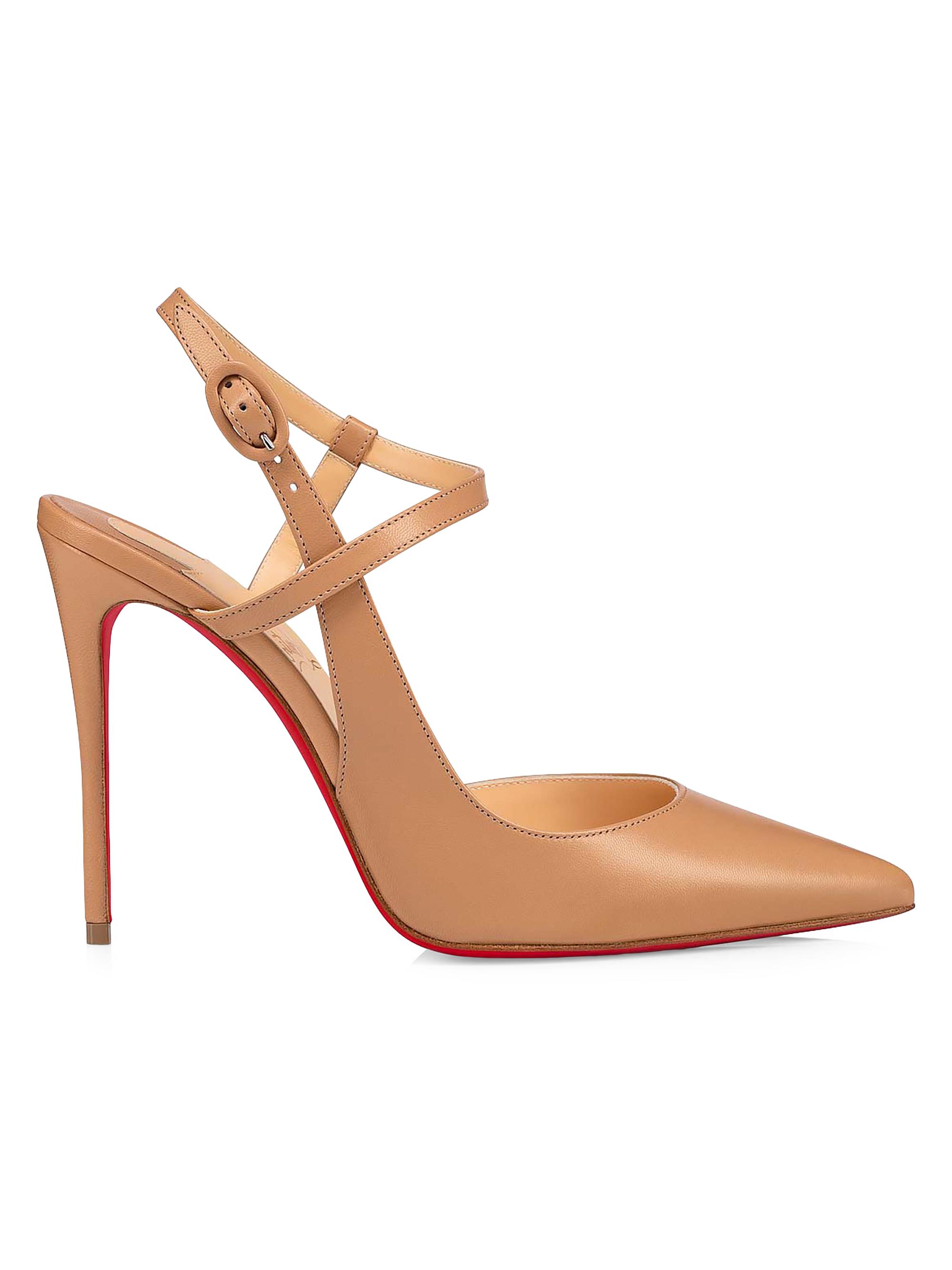 Christian Louboutin Women's Jenlove Leather 100MM Strappy Pumps - Beige
