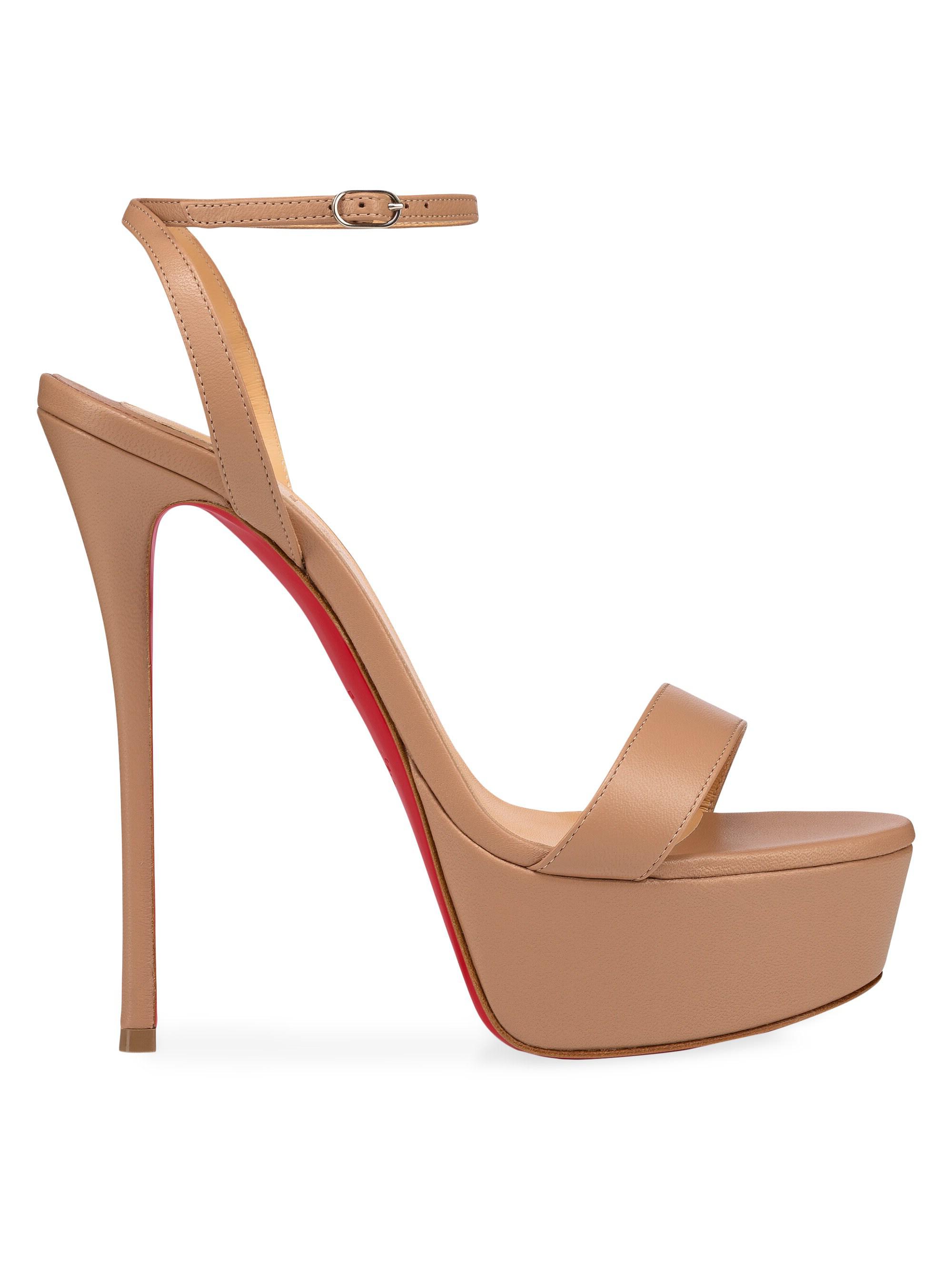 Christian Louboutin Women's Loubi Queen Alta 150MM Leather Platform Sandals - Blush