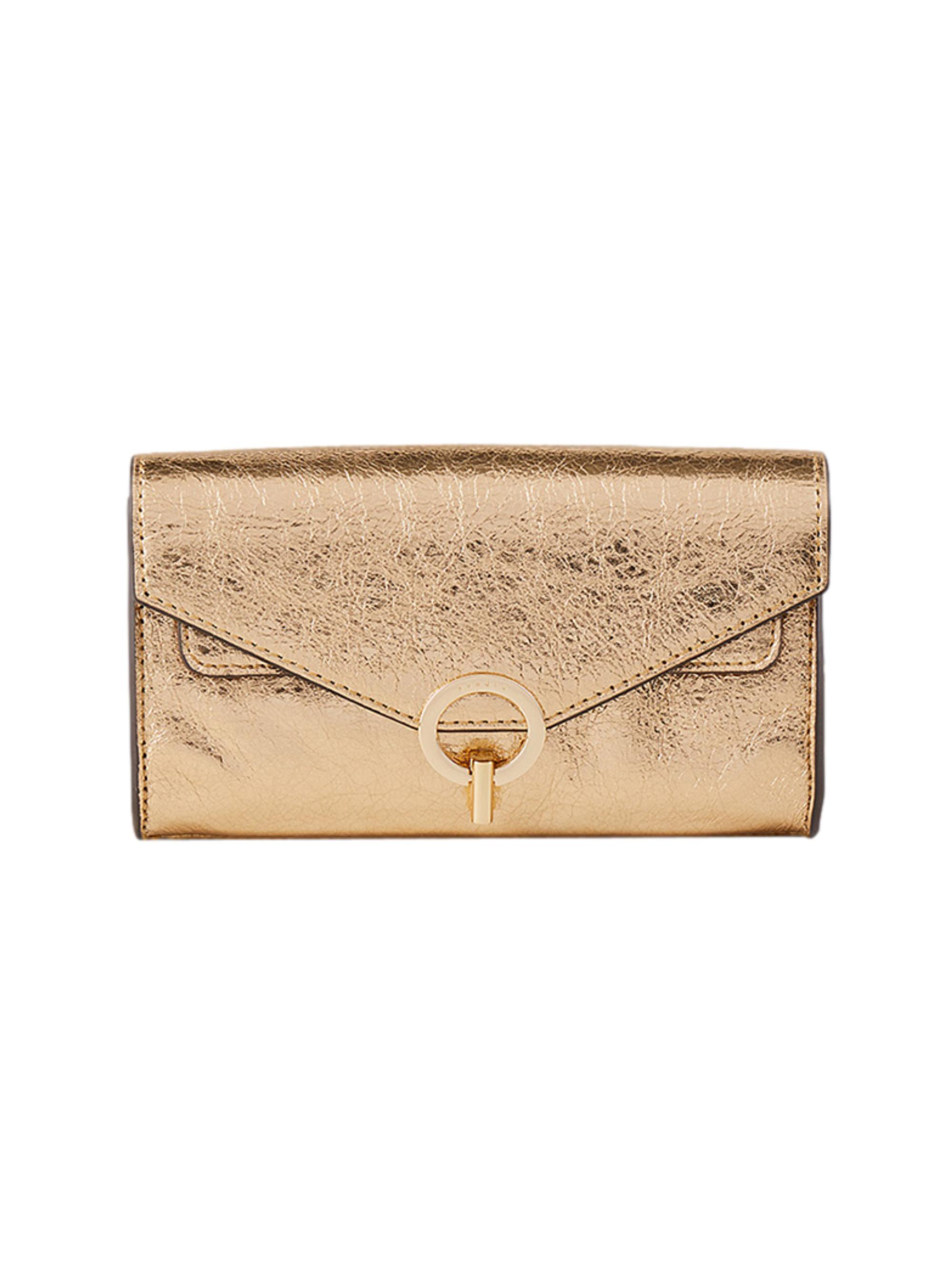 Sandro Women's Leather Clutch Bag - Gold