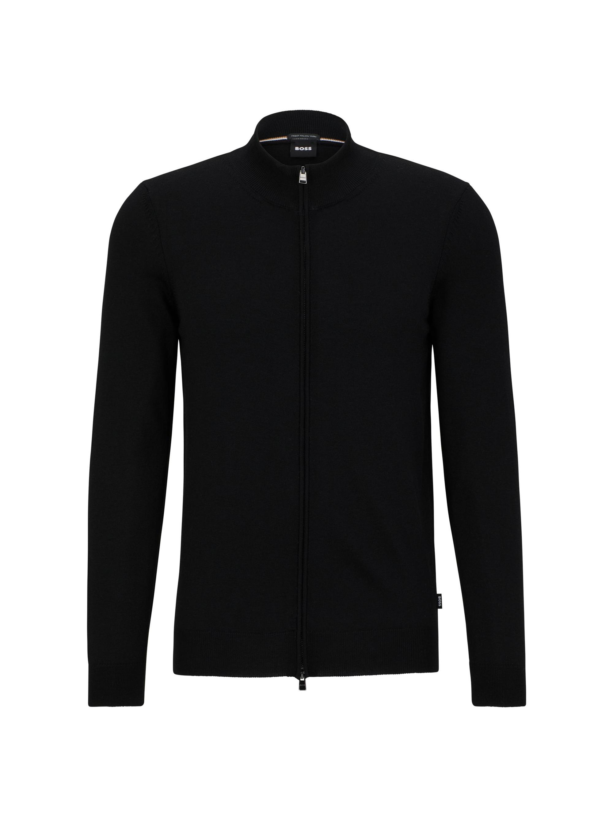 HUGO BOSS Men's Regular-Fit Sweatshirt in Virgin Wool - Black