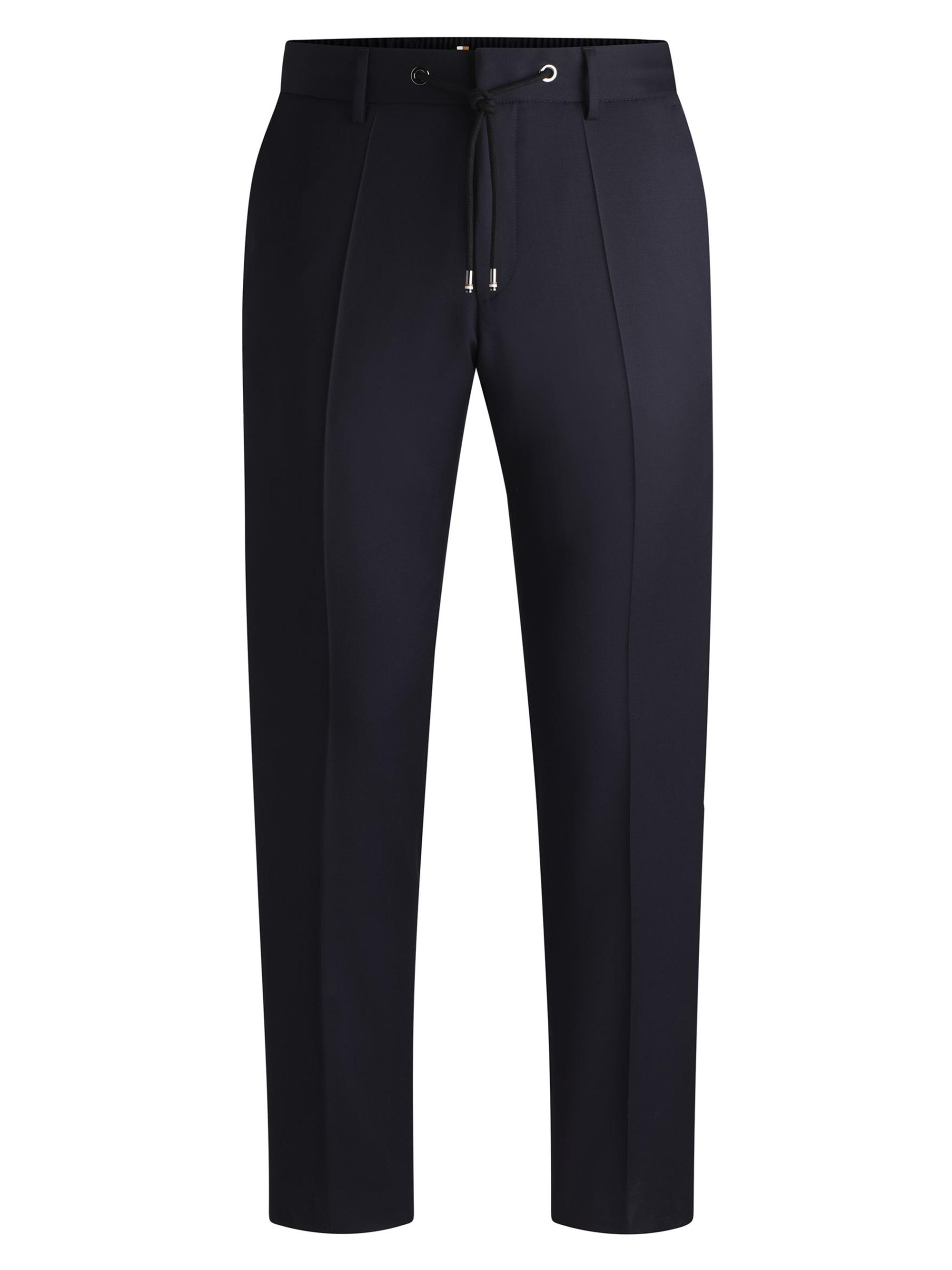 BOSS Men's Drawstring Trousers in Virgin Wool Serge - Blue