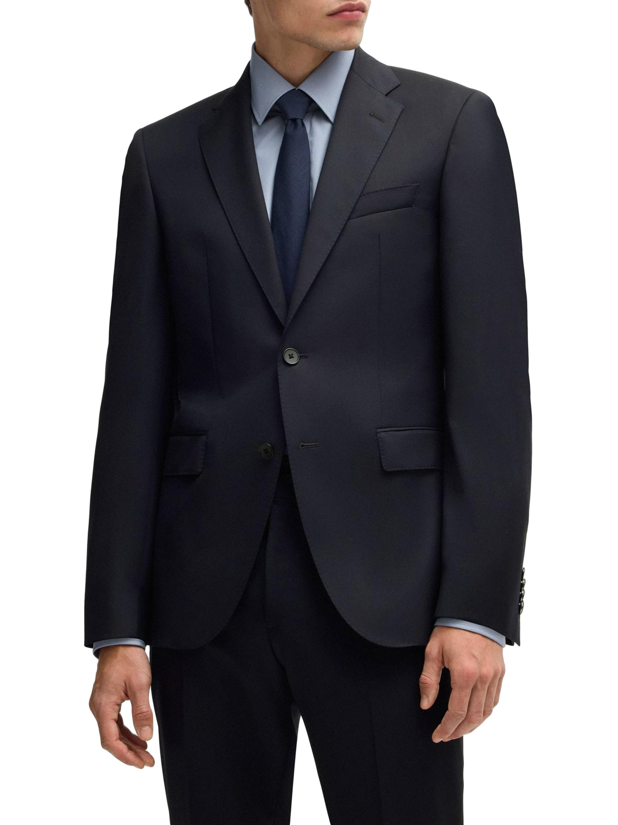 BOSS Men's Single Breasted Jacket in Virgin Wool Serge - Blue