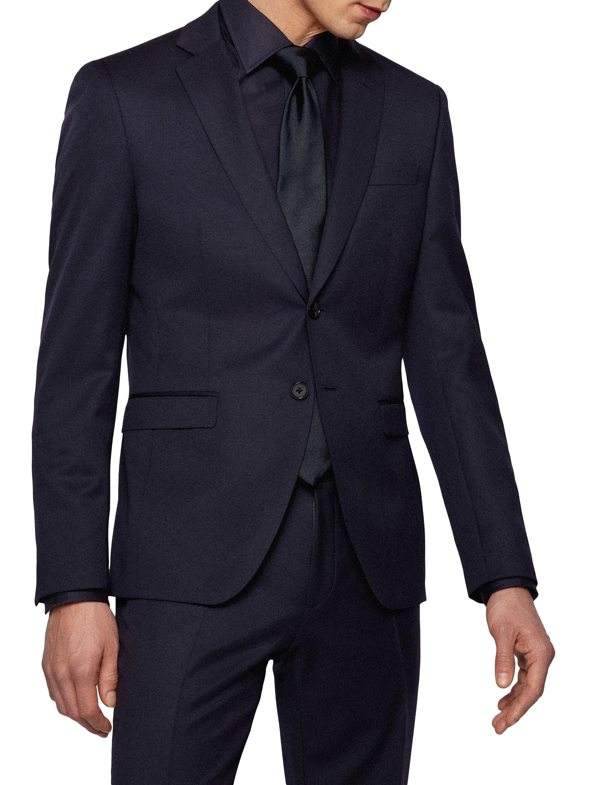 BOSS Men's Single Breasted Jacket in Virgin Wool Serge - Blue