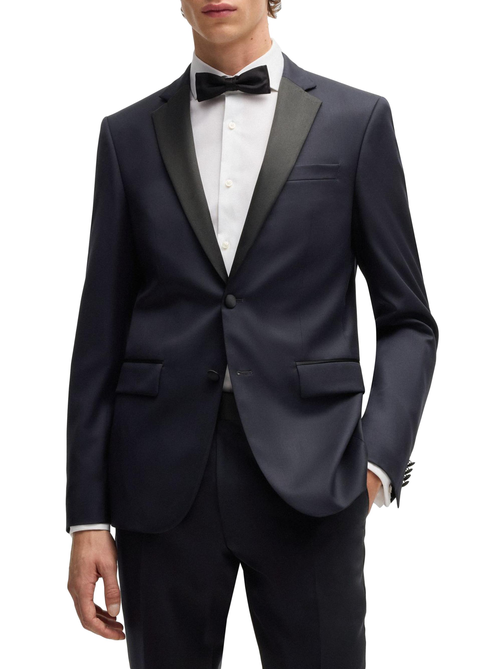 BOSS Men's Tuxedo Jacket in Virgin-Wool Serge - Blue