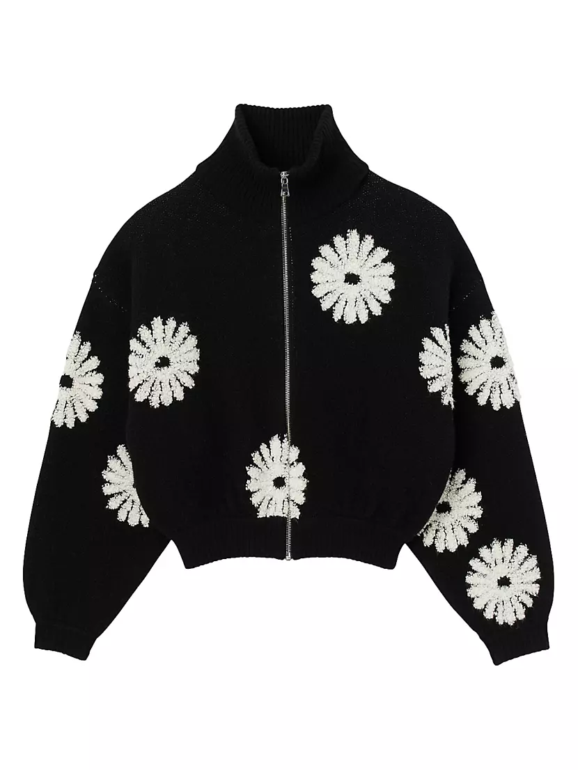 SANDRO floral-print Pullover Hoodie - Farfetch