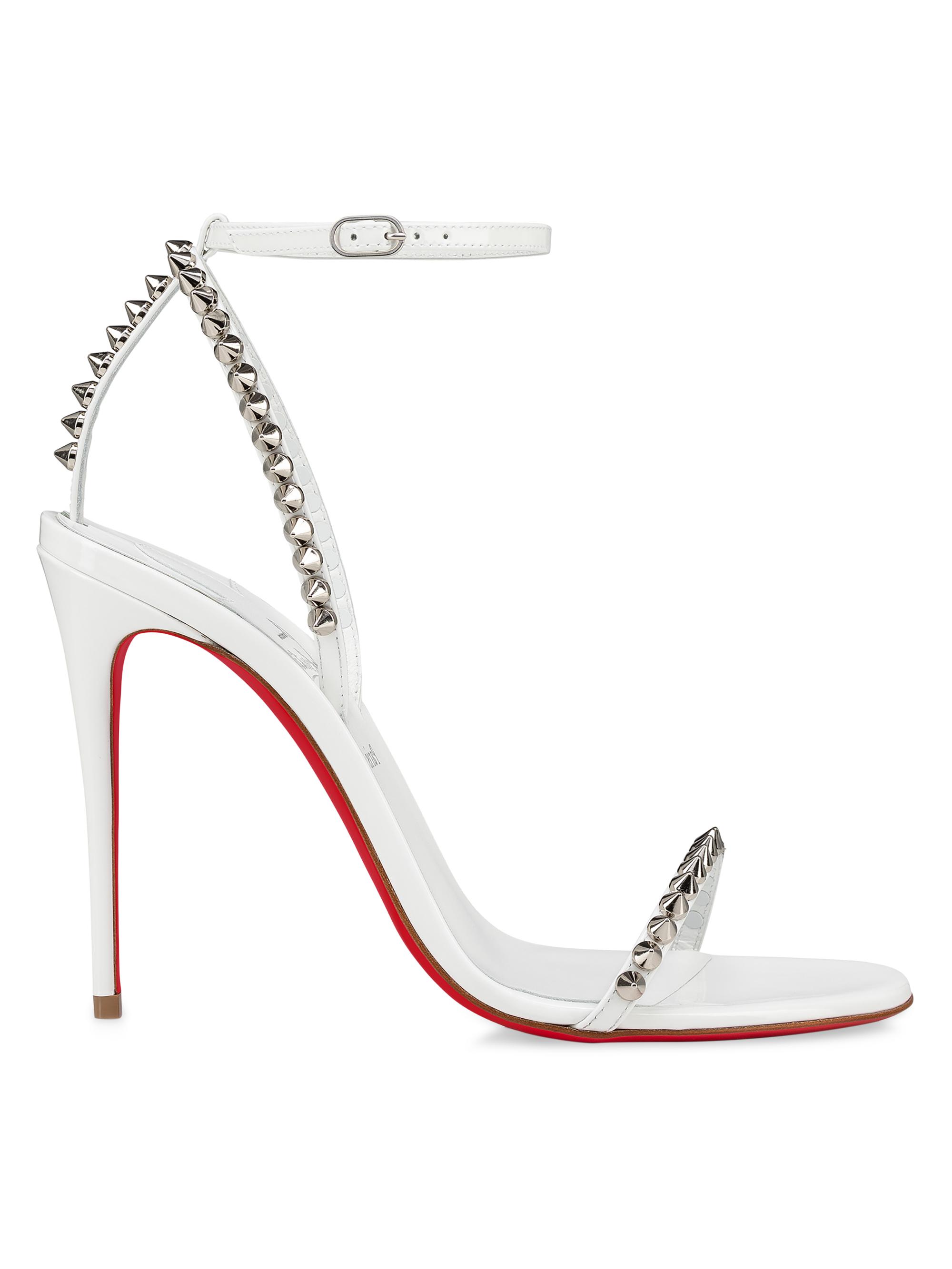 Christian Louboutin Women's So Me 100MM Leather Sandal Heels - White