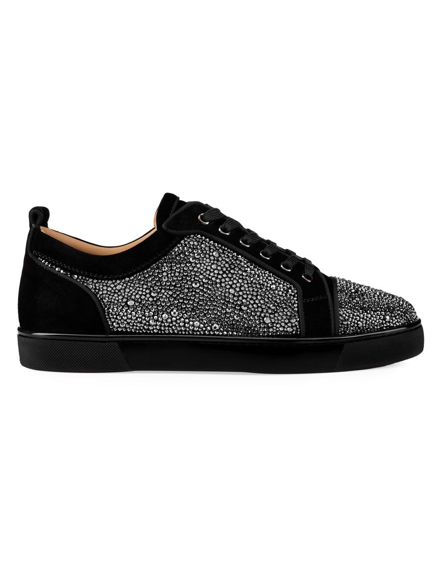 国内発送【CHRISTIAN ルブタン】Louis Junior Strass スニーカー Louis Junior Strass ブラック ストラス（クリスタル） - Shoes
