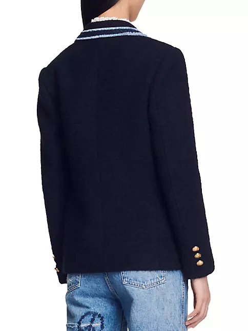 Sandro Women's Tweed Jacket - Purple Blue - Size 6