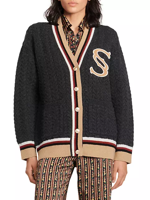 Shop Sandro Tommy Cable-Knit Avenue Cardigan Saks Fifth 