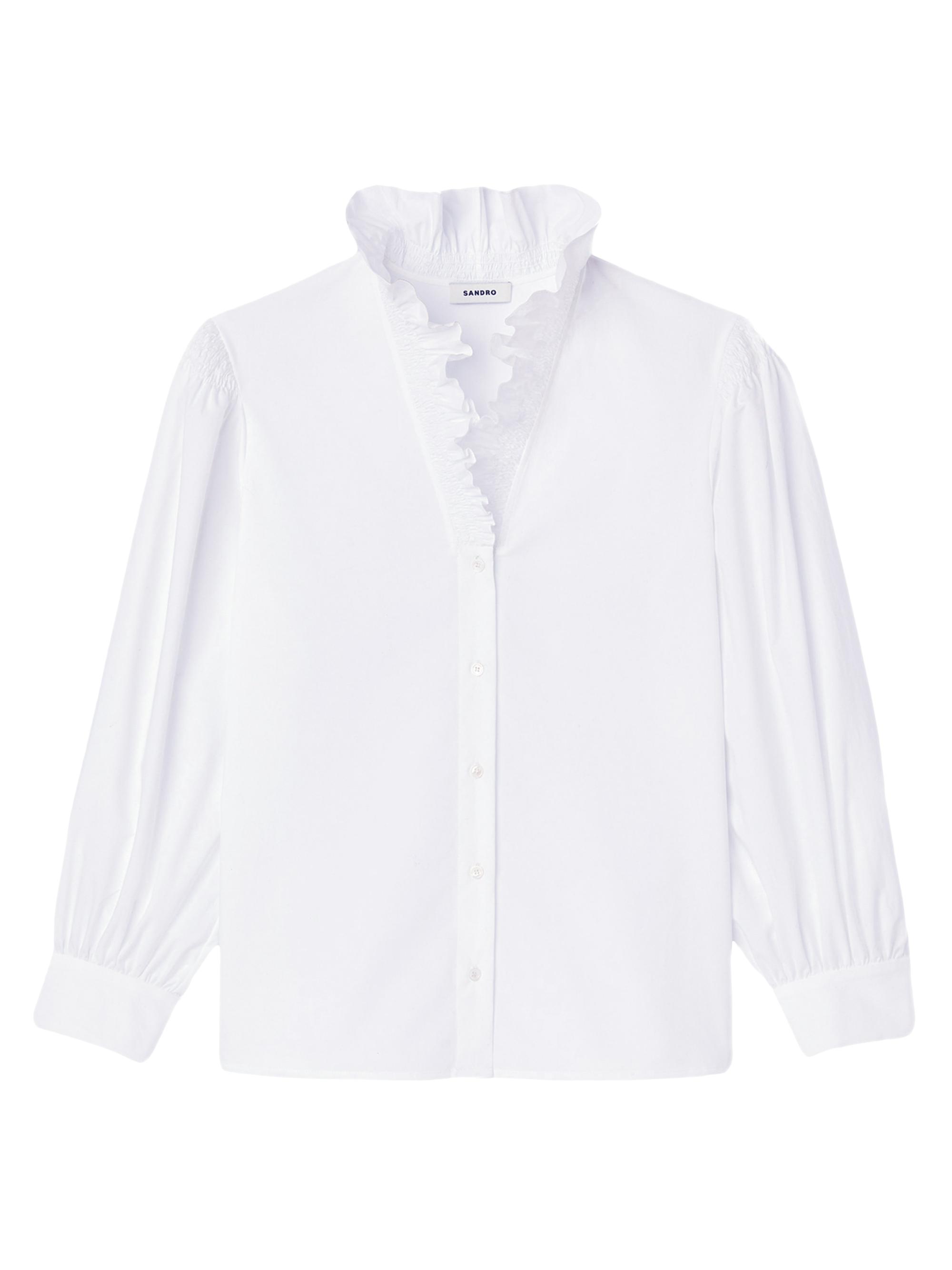 Sandro Women's Cotton Shirt With Fancy Collar - White