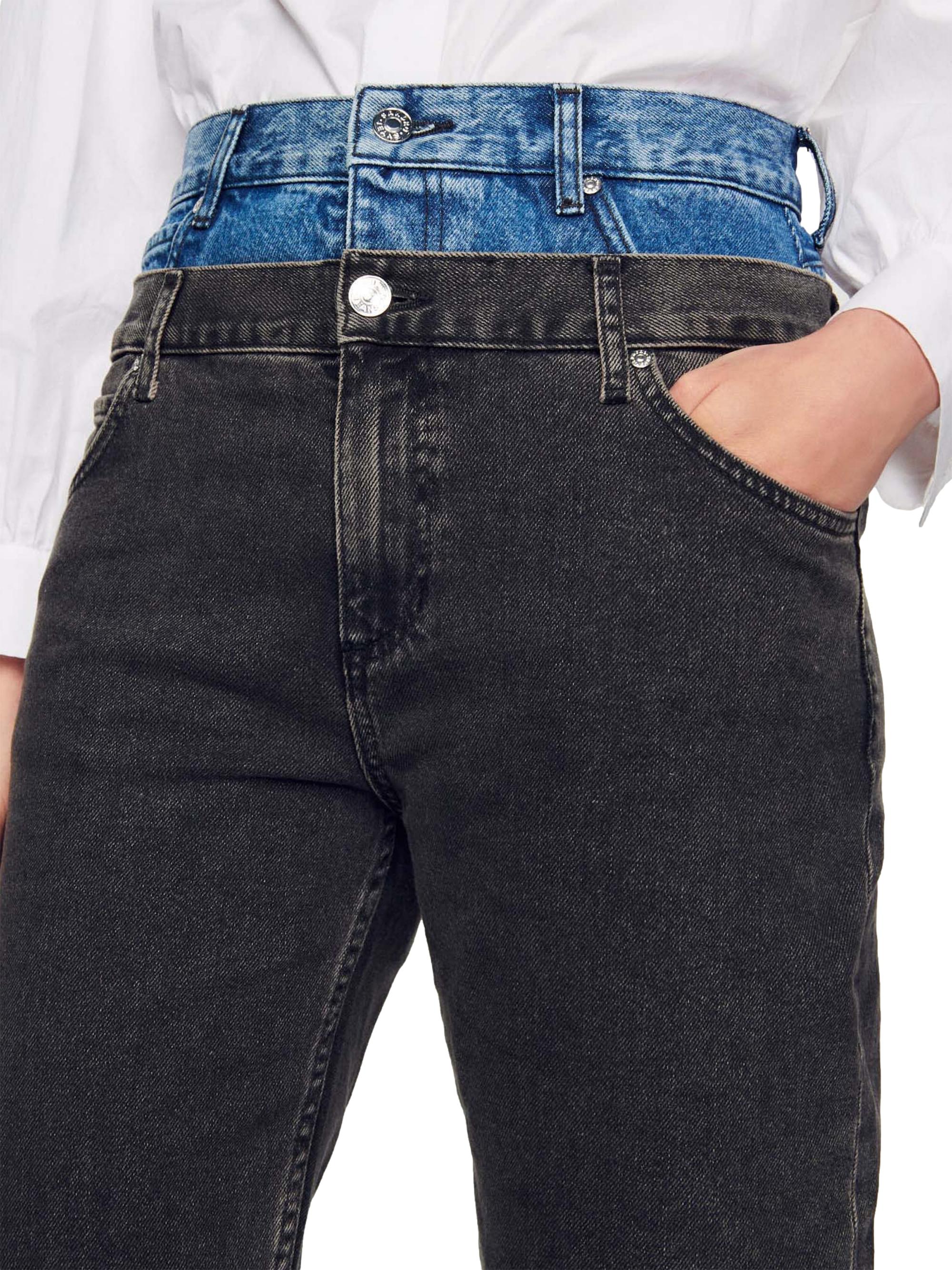 Sandro Two-Tone Double-Waisted Jeans Saks Fifth Avenue