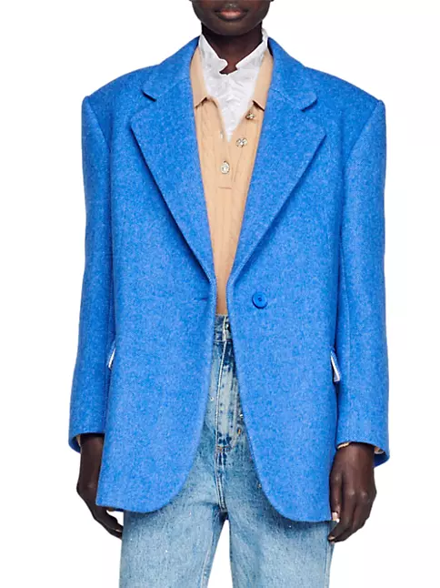 Sandro Shearling-collar Denim Jacket in Blue for Men