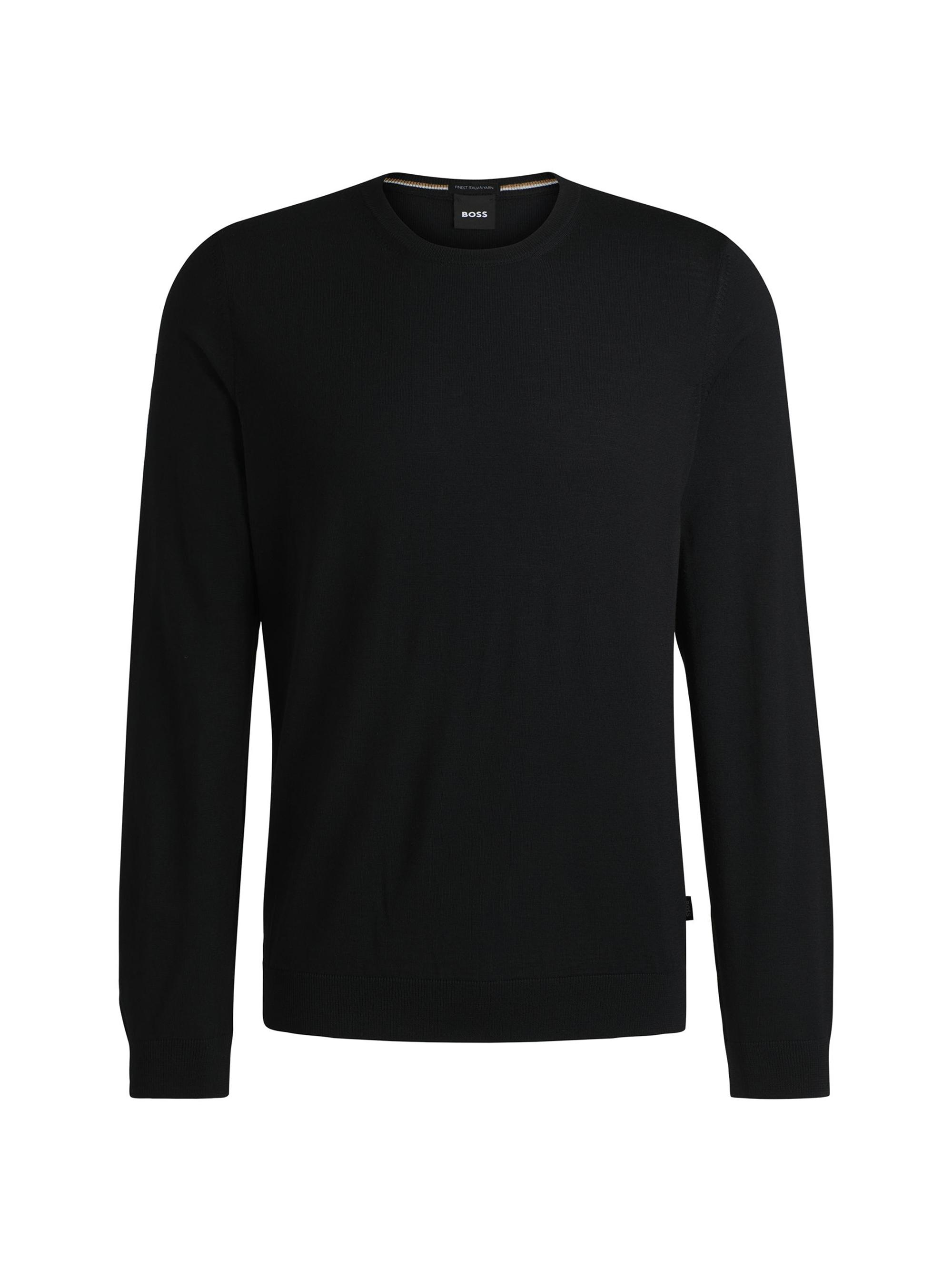 BOSS Men's Slim-Fit Sweater in Virgin Wool - Black