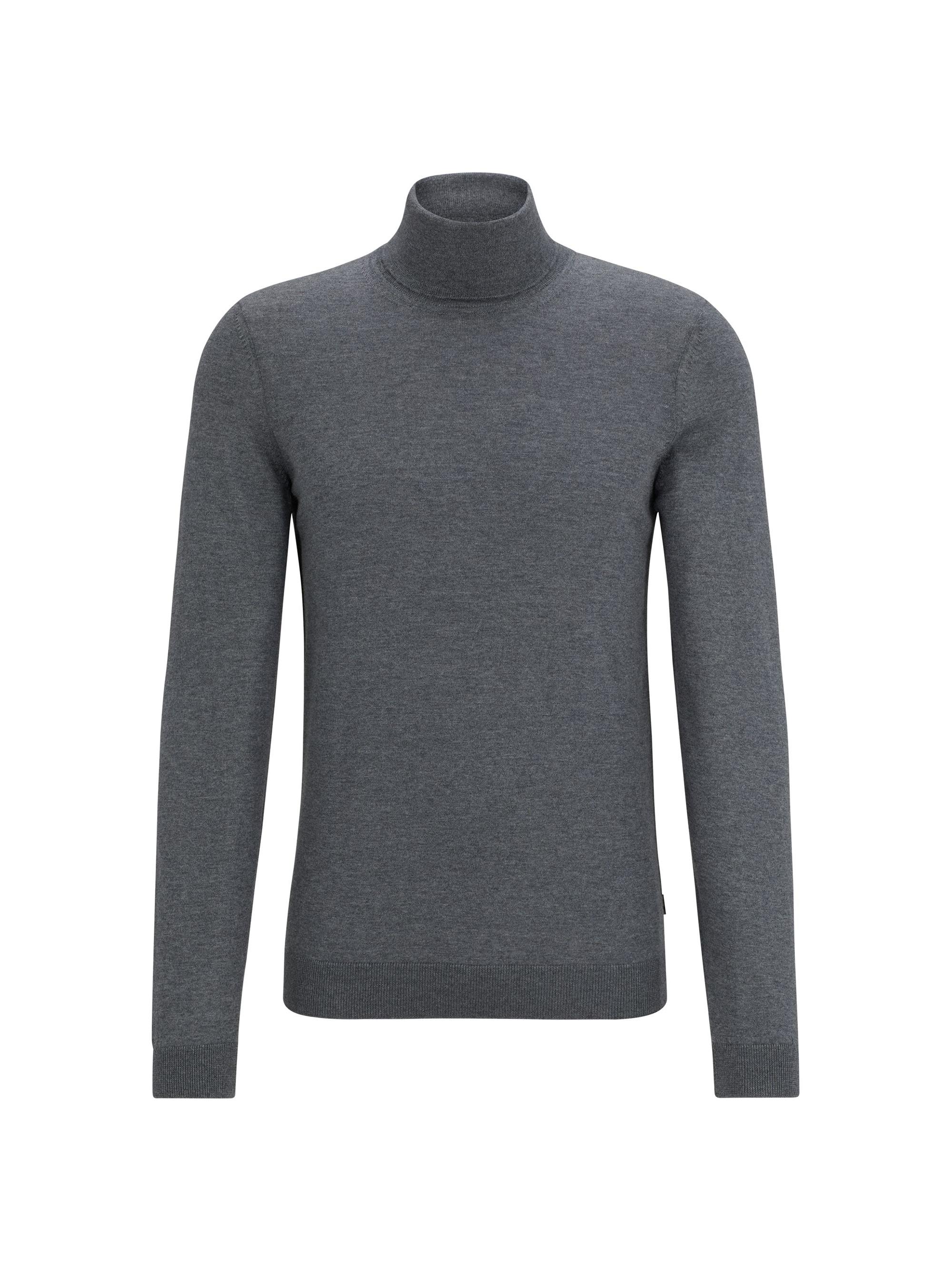 BOSS Men's Slim-Fit Roll Neck Sweater in Virgin Wool - Grey