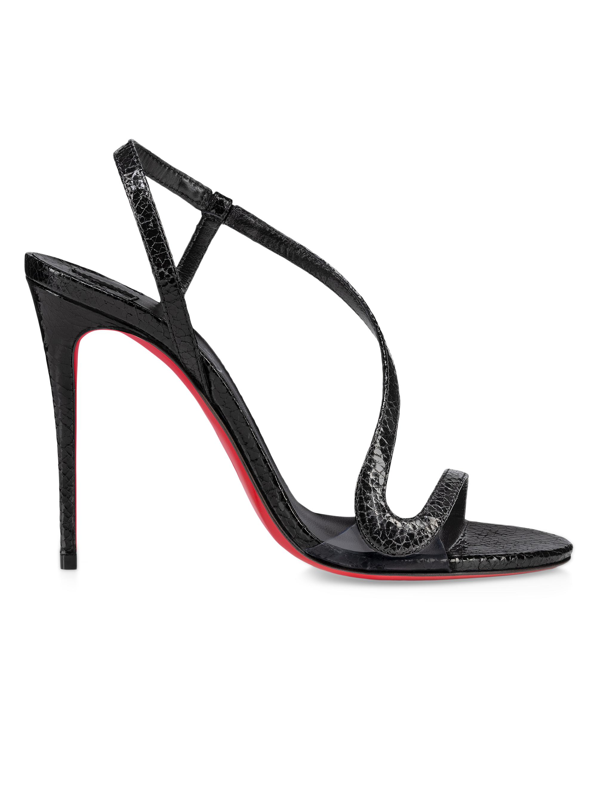 Christian Louboutin Women's Rosalie 100MM Specchio Leather Sandals - Black