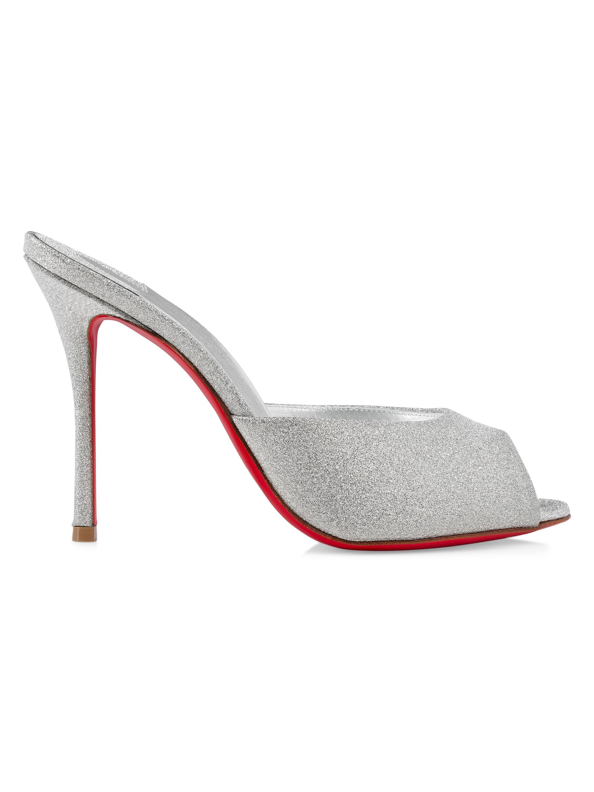 Christian Louboutin Women's Me Dolly 100MM Patent Mules - Silver