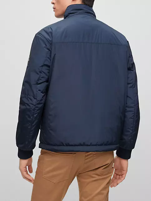 BOSS - Unpadded logo-print jacket with branded cords