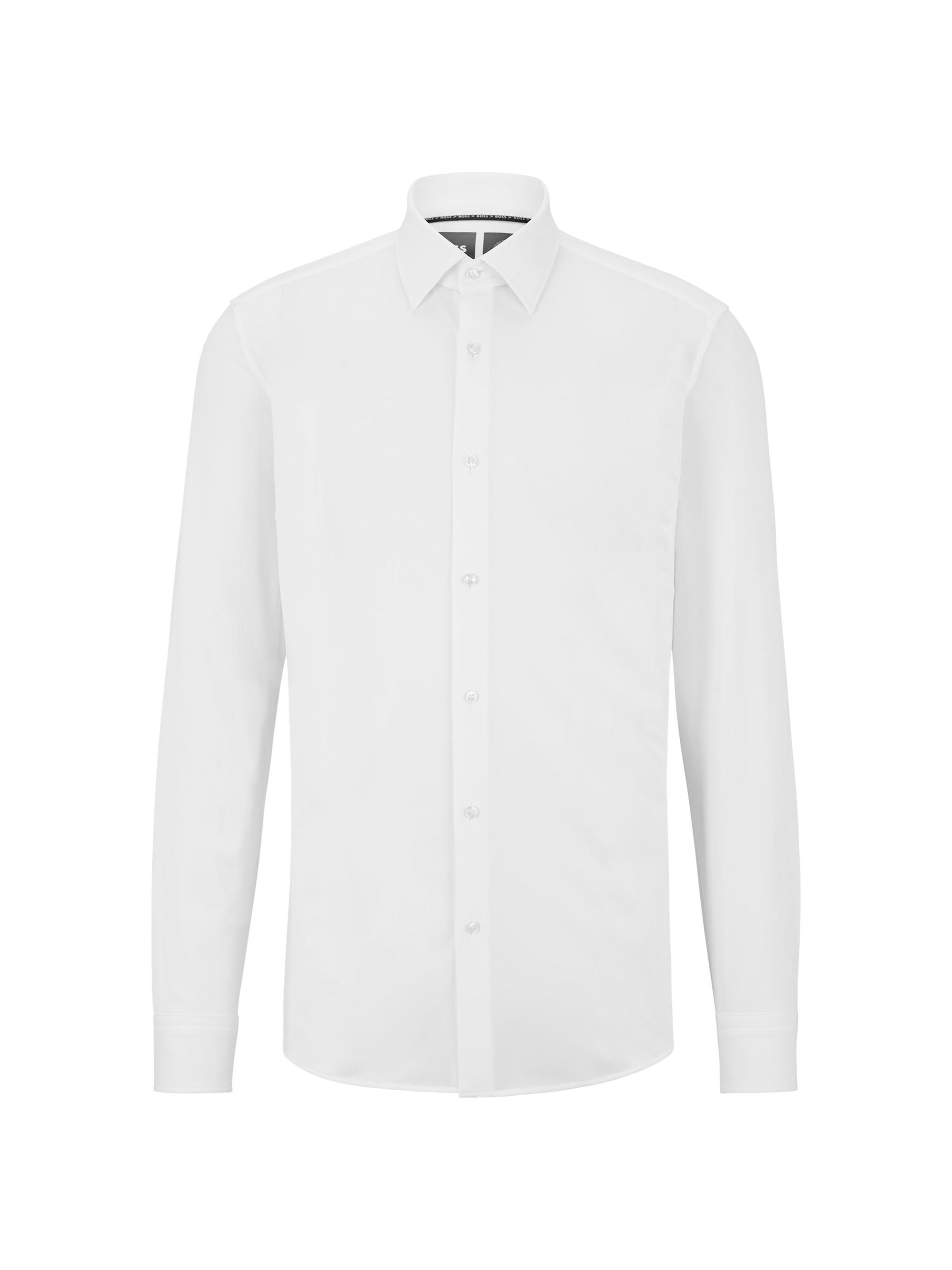 BOSS Men's Slim-fit shirt in Italian-made performance-stretch jersey - White