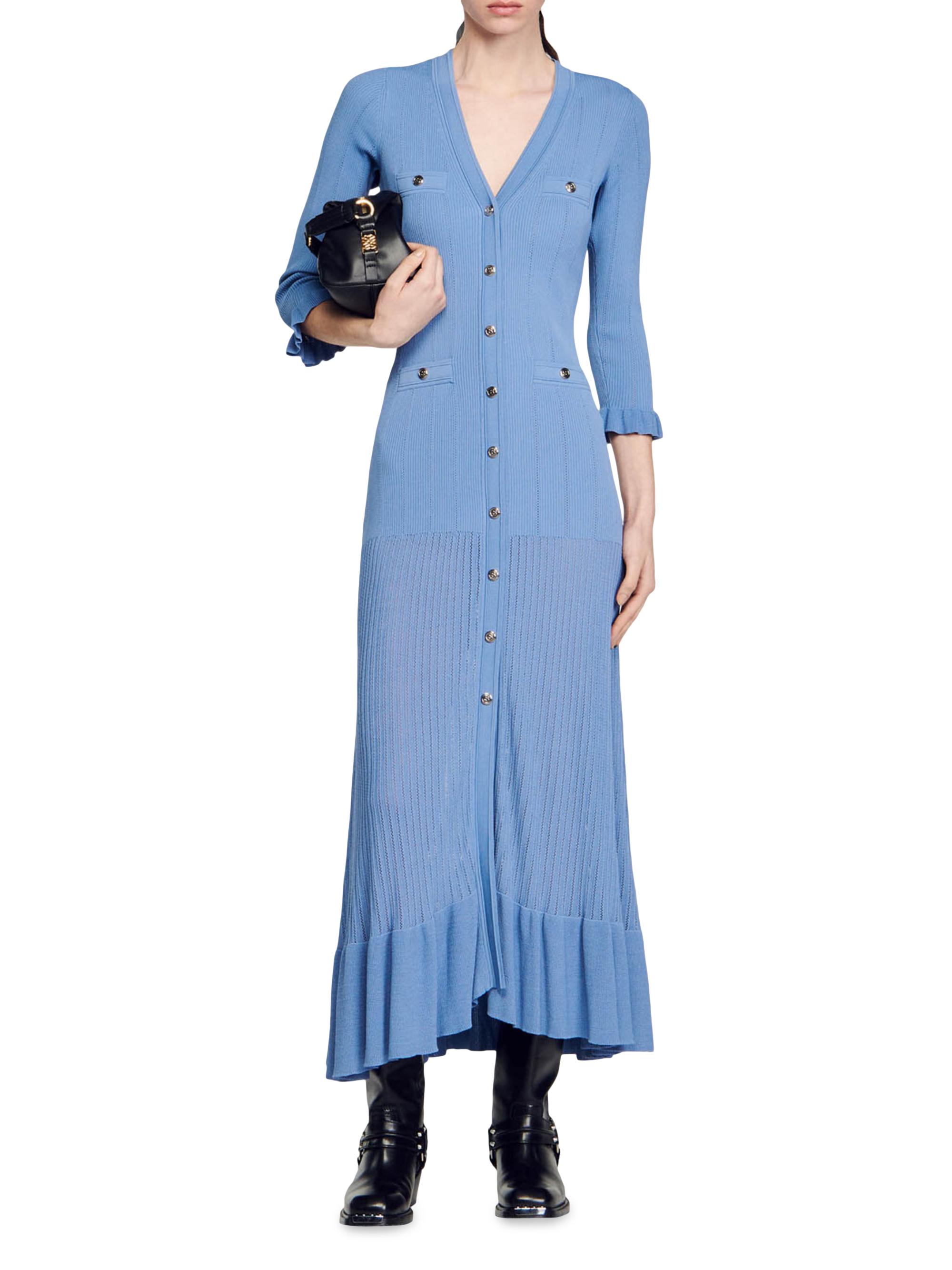 trader joe's green goddess dressing salad ideas SANDRO DAY DREAM MAXI DRESS IN VISCOSE-KNIT MAXI DRESS main image 0