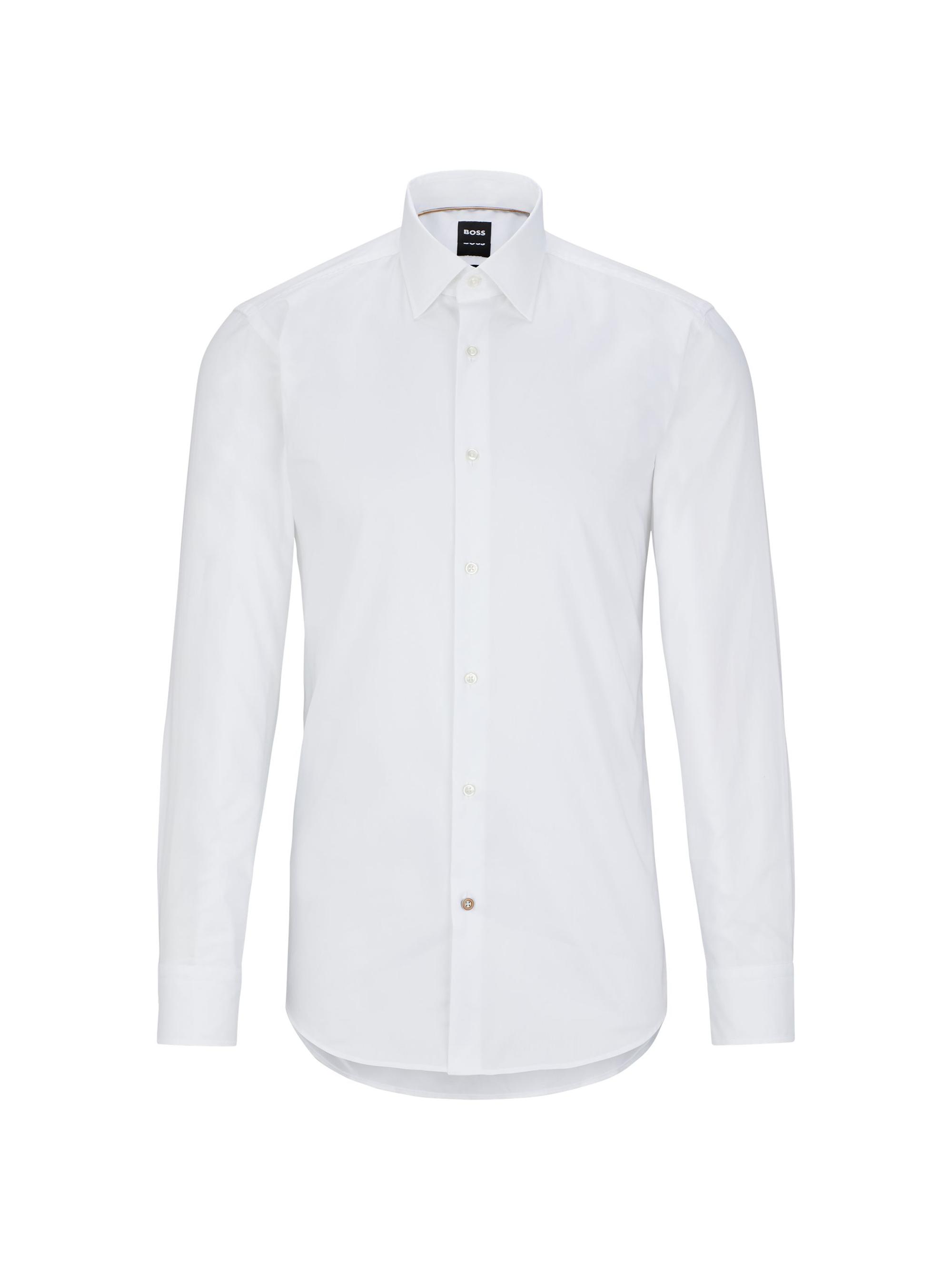 BOSS Men's Slim-Fit Shirt in Easy-Iron Cotton Poplin - White