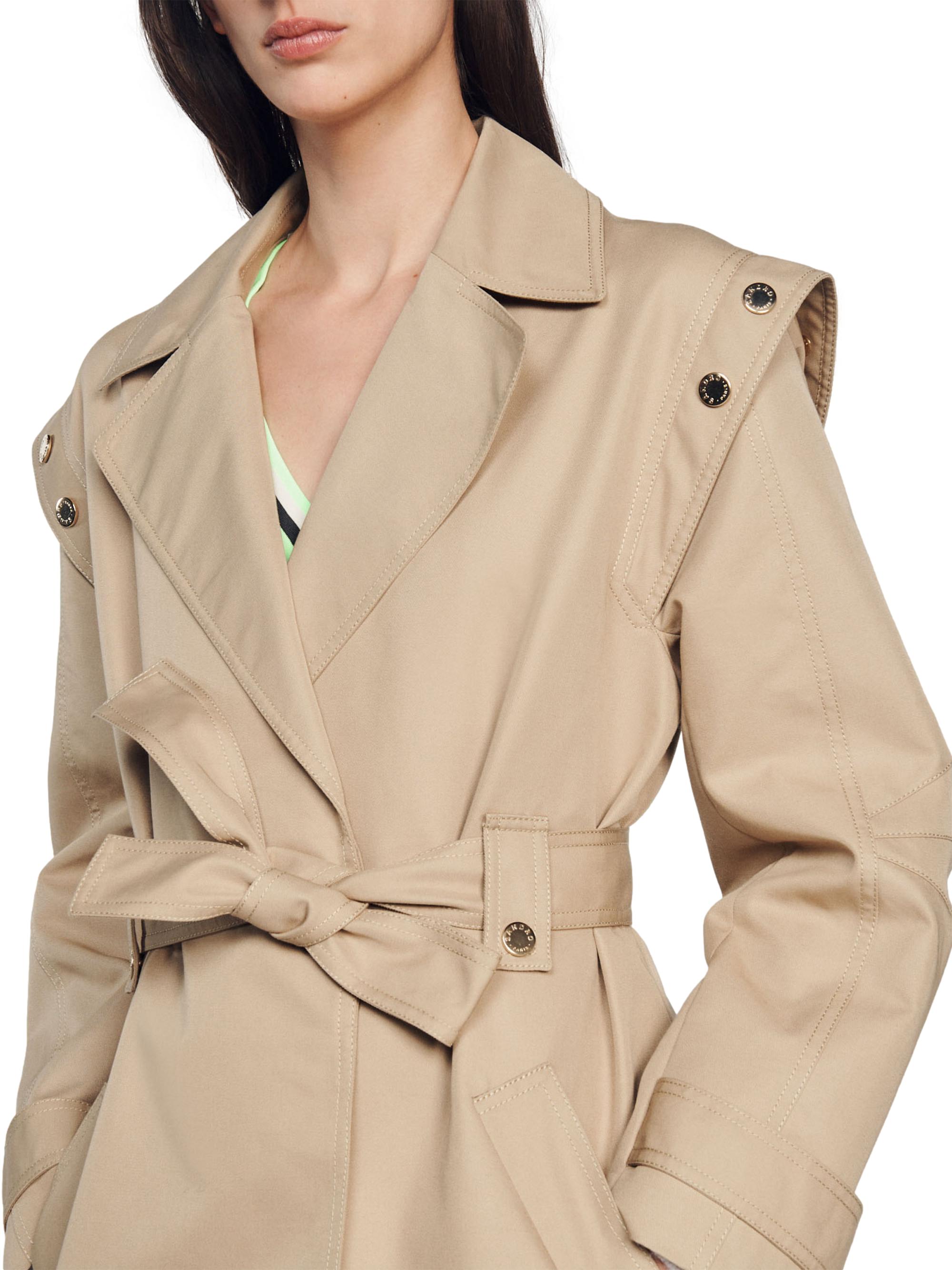 SANDRO multiple-slits belted trench coat - Blue