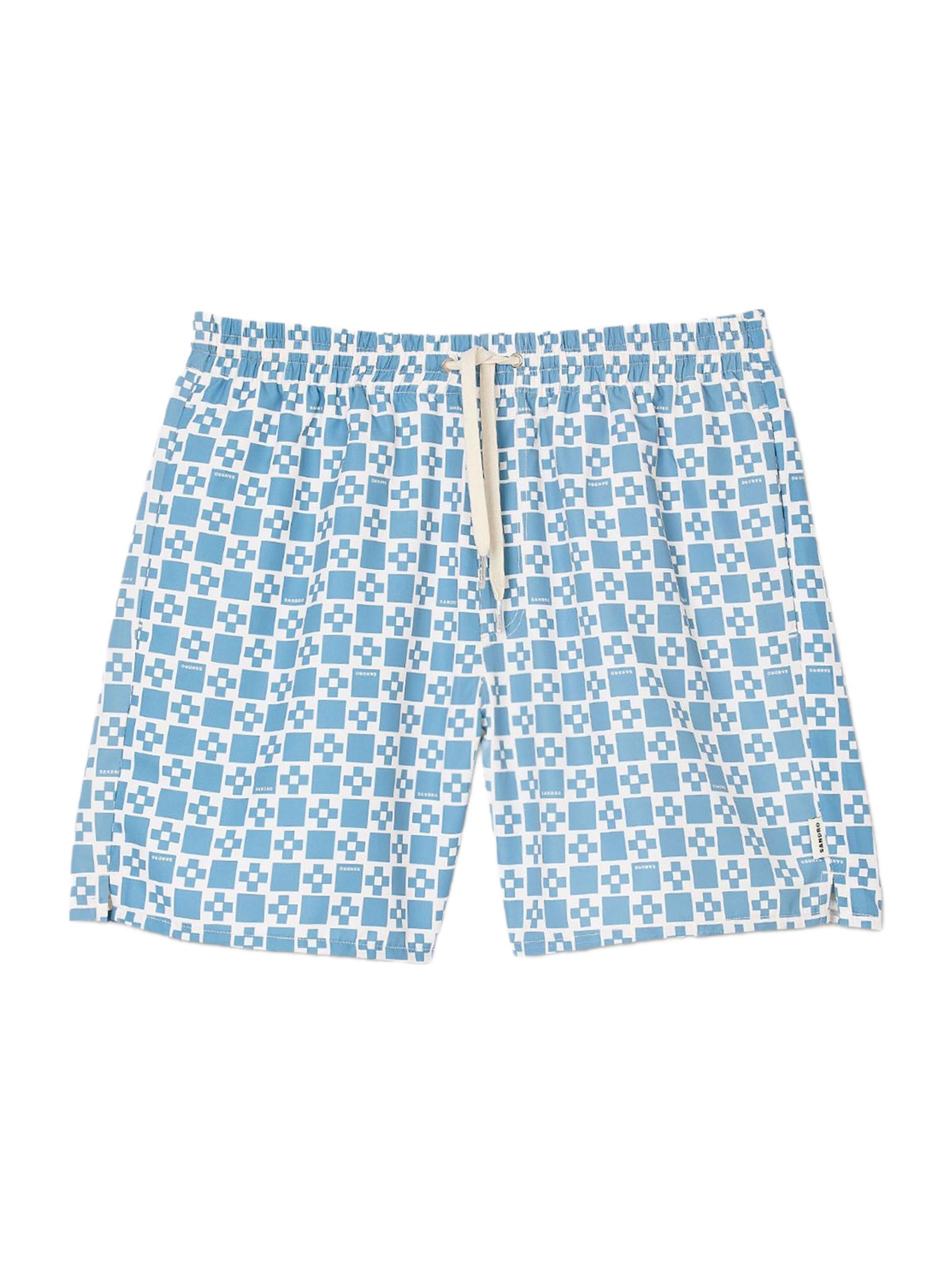 Sandro Men's Square Cross Swim Shorts - Blue Sky