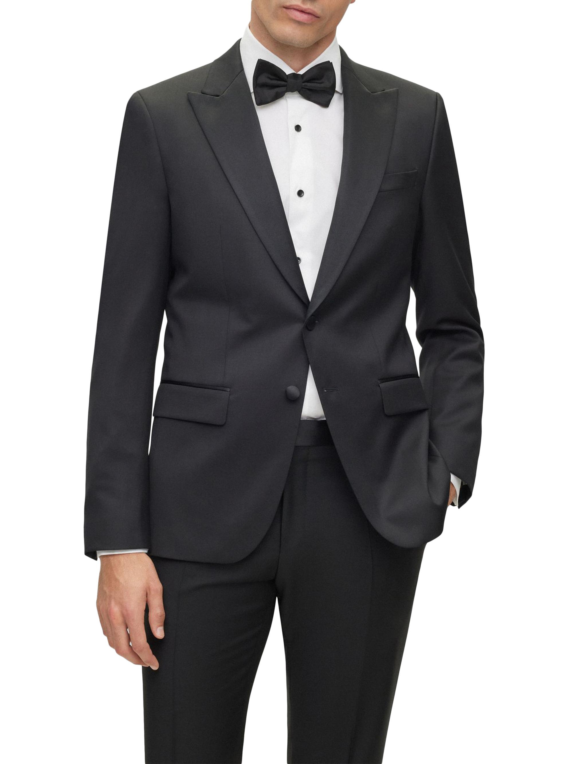 BOSS Men's Slim-Fit Tuxedo Jacket in Wool Serge - Black