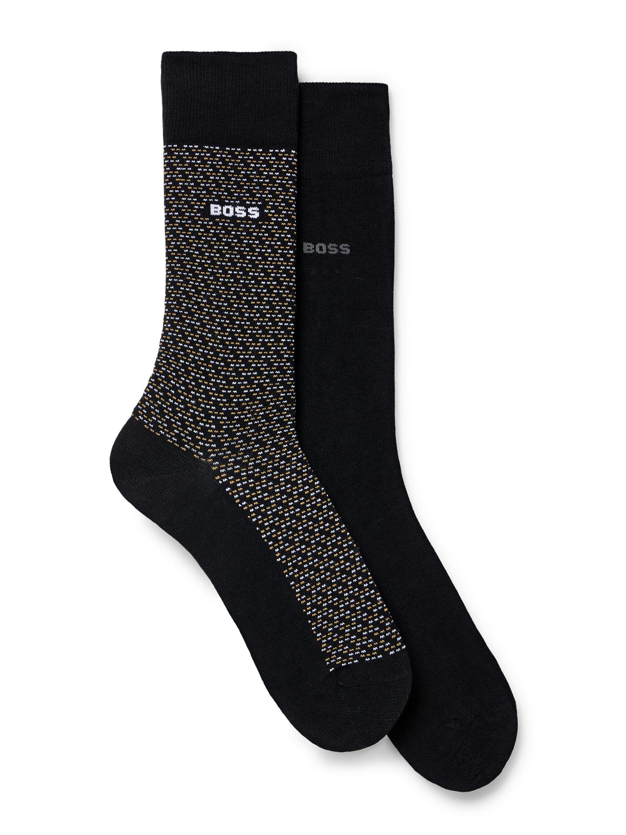 BOSS Men's Two Pack Of Regular Length Cotton-Blend Socks - Black