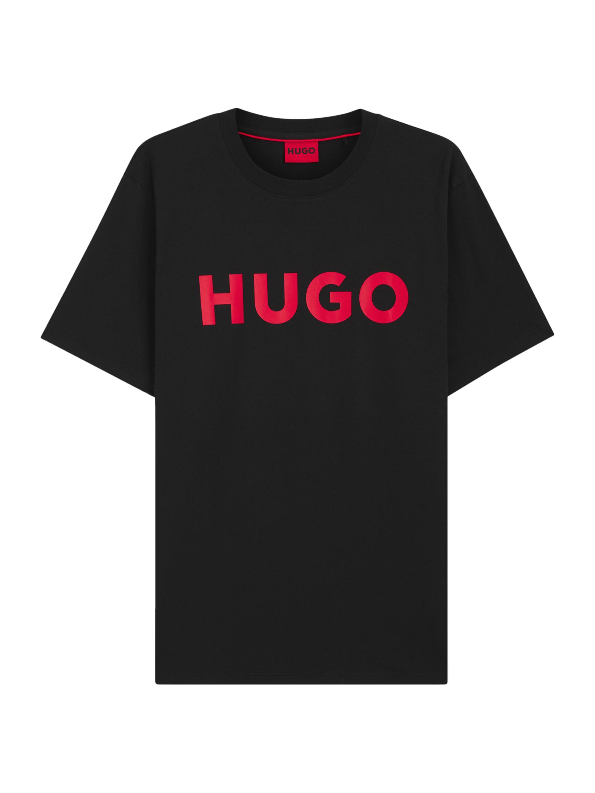 HUGO Men's Straight Fit T-Shirt with Logo - Black