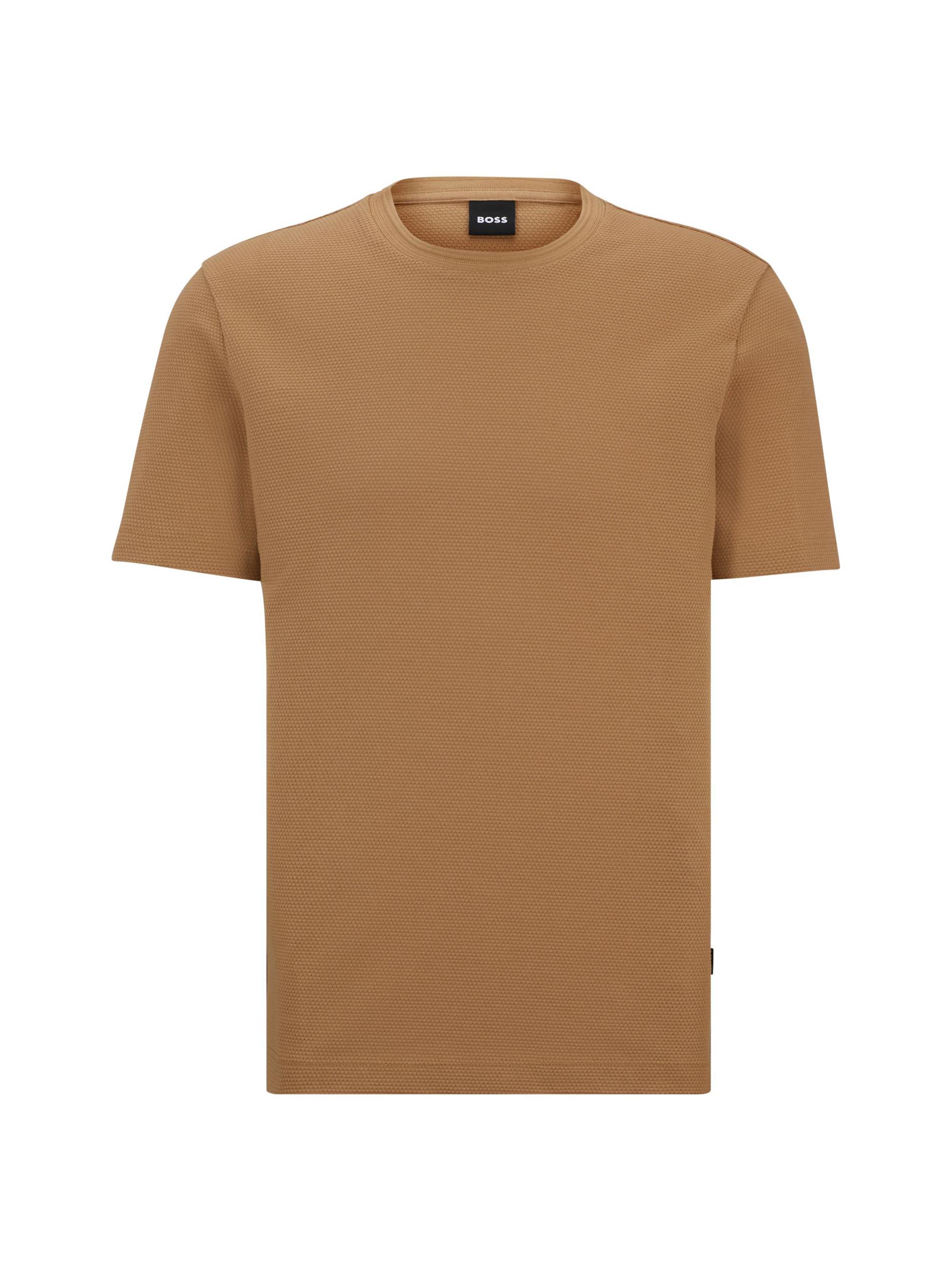 BOSS Men's Cotton-Blend T-Shirt With Bubble-Jacquard Structure - Beige