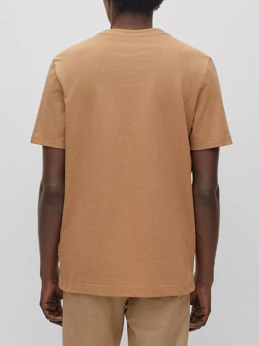 Shop BOSS Cotton-Blend T-Shirt With Bubble-Jacquard Structure 