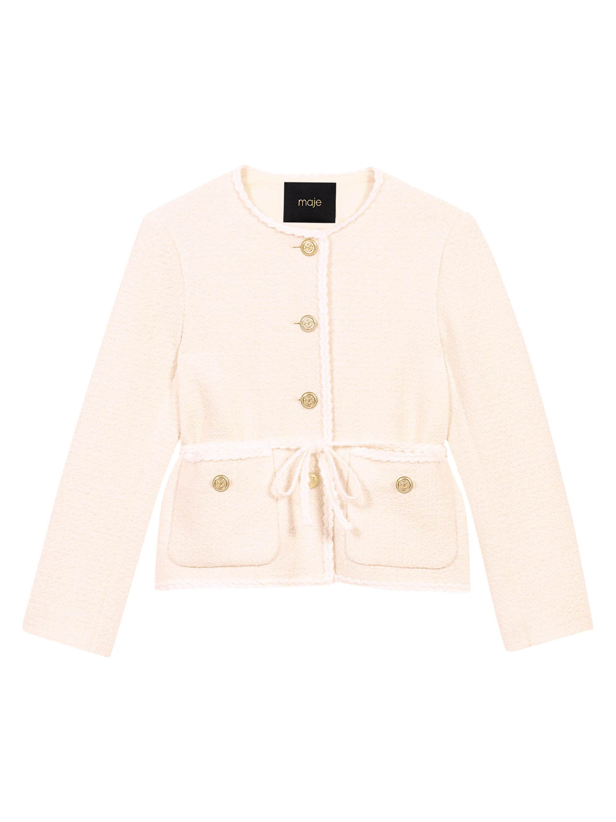 Maje Women's Belted Jacket - Ecru
