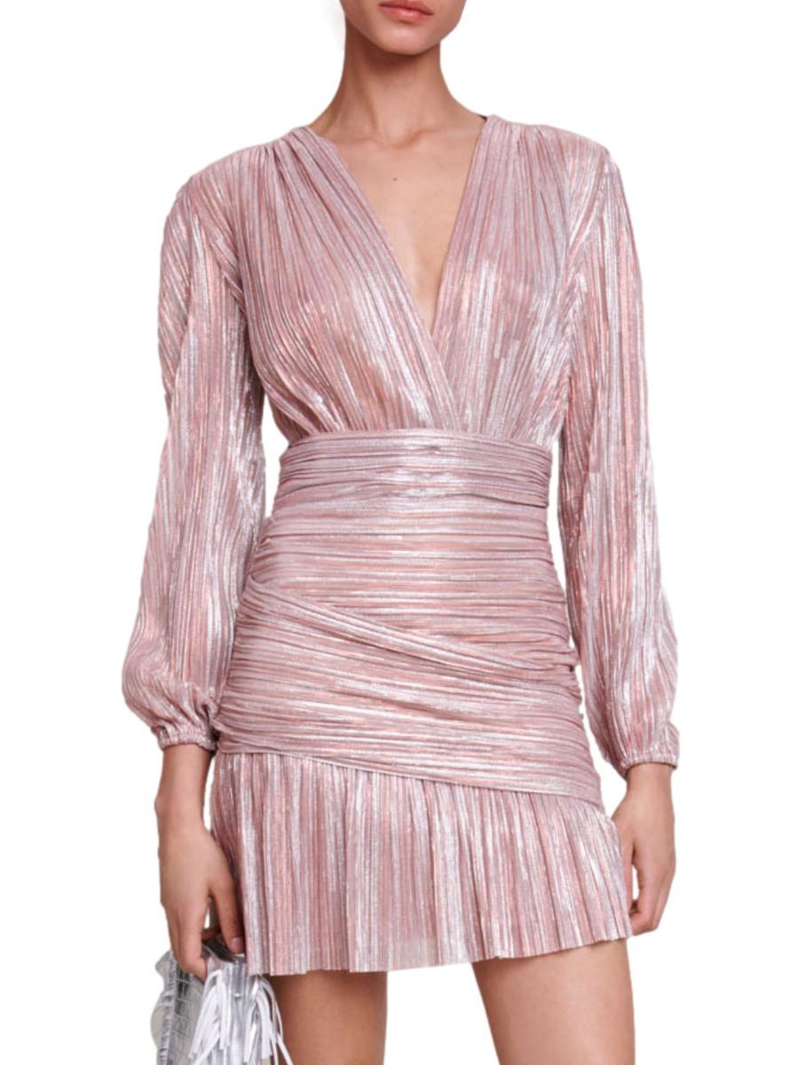 maje - Maje ベージュ リブニット　Blackpink ジェニ着用 Pleated maxi dress Pink For Women | Maje