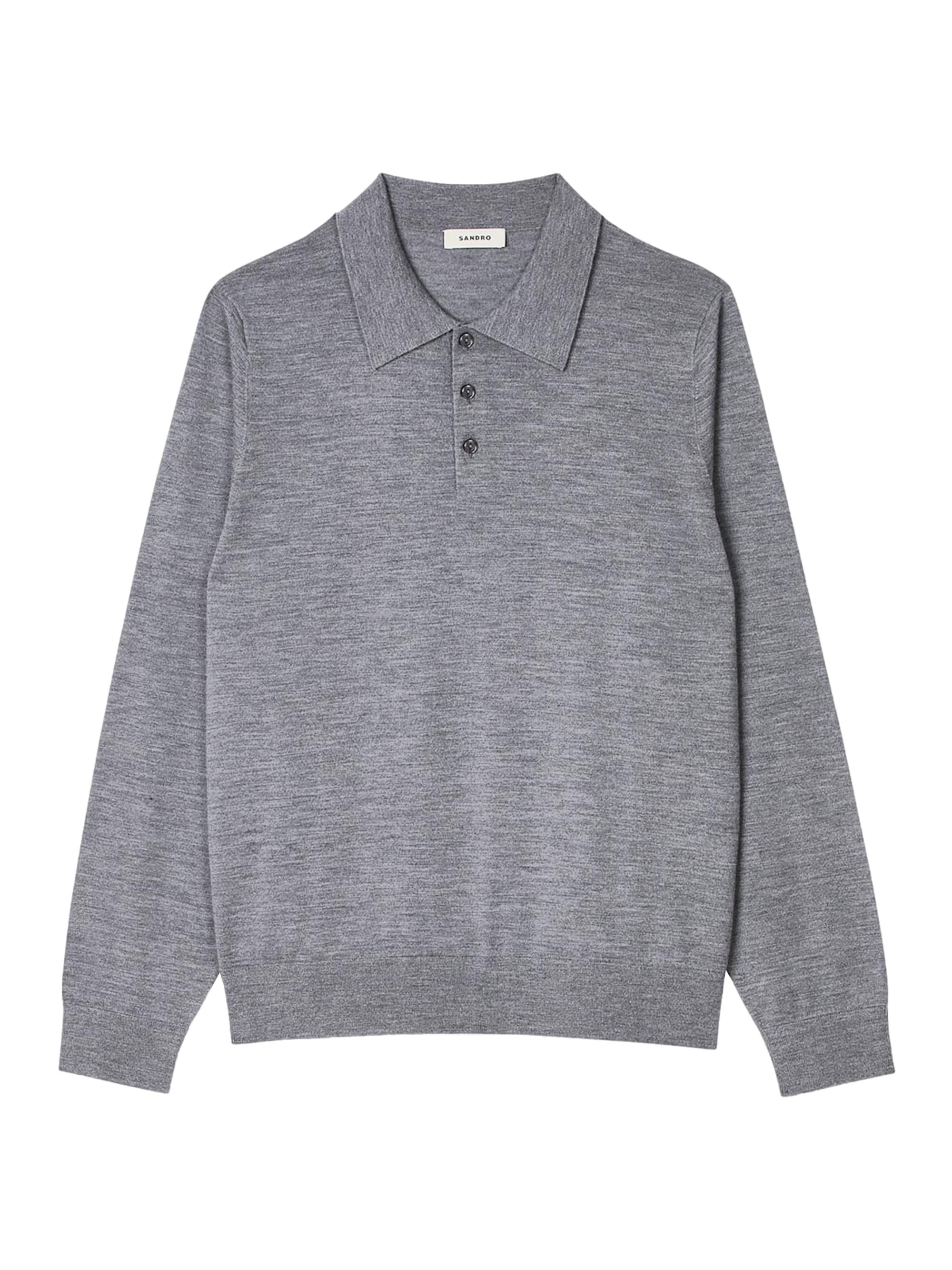 Sandro Men's Fine Knit Polo Shirt - Mocked Grey