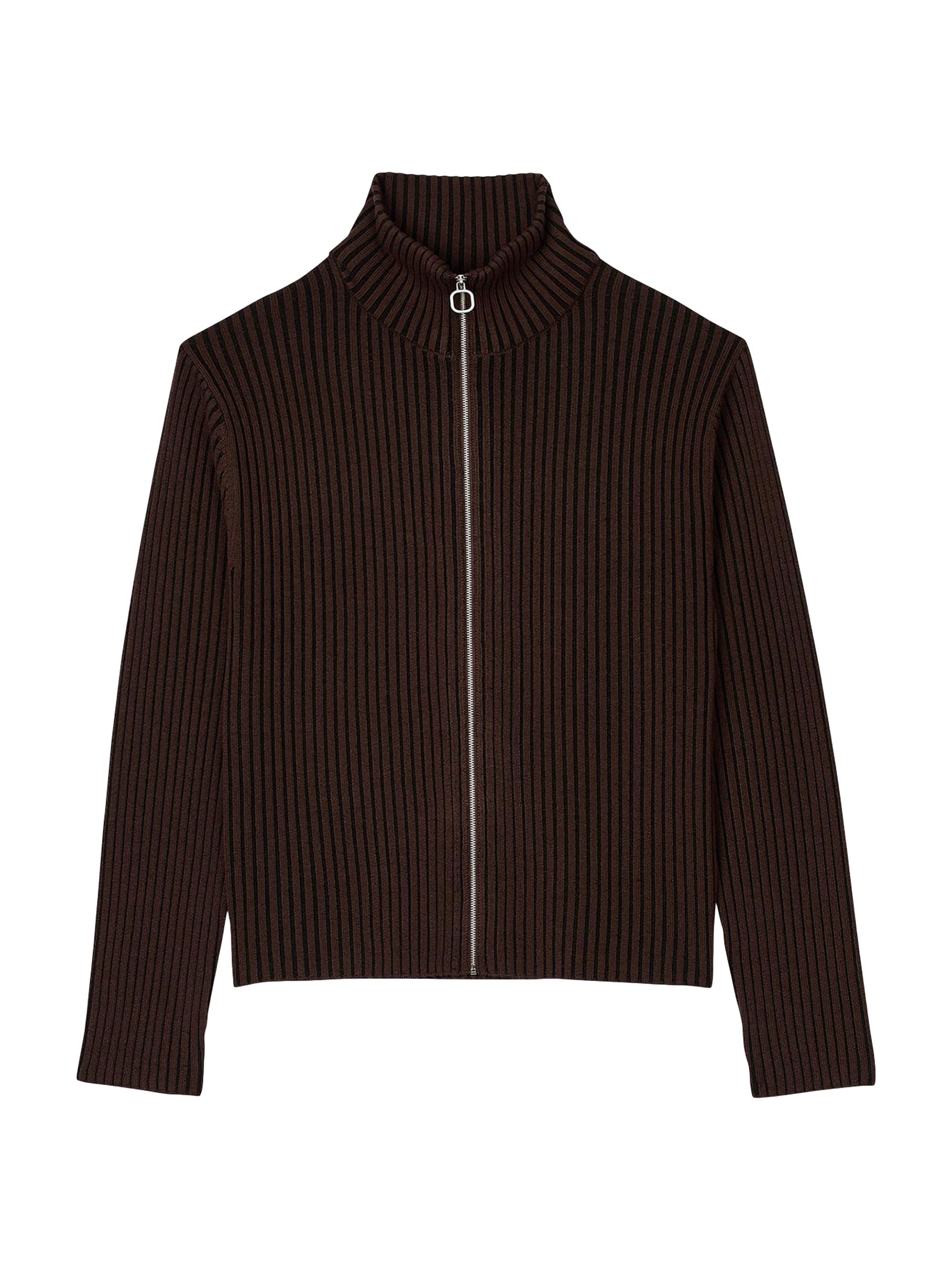 Sandro Men's Ribbed Cardigan - Brown