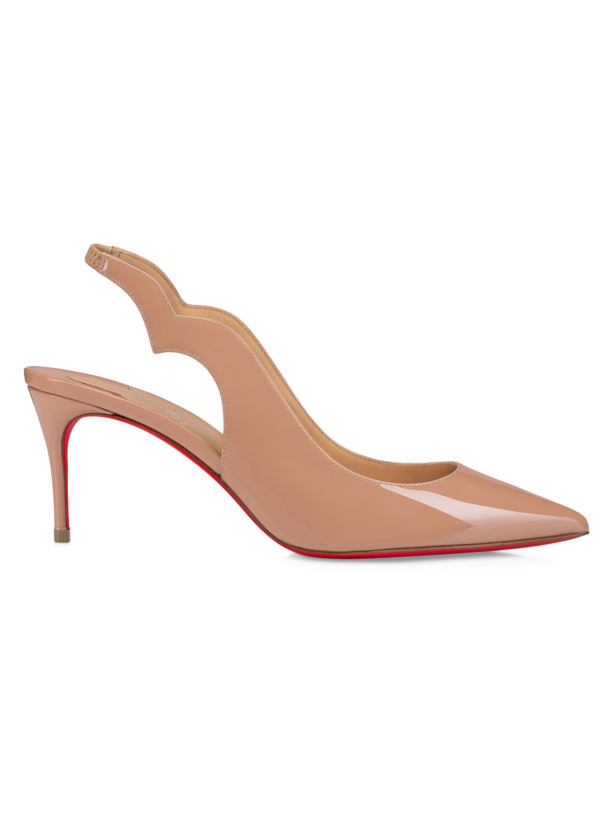 Christian Louboutin Women's Hot Chick Sling 70MM Patent Leather Pumps - Beige