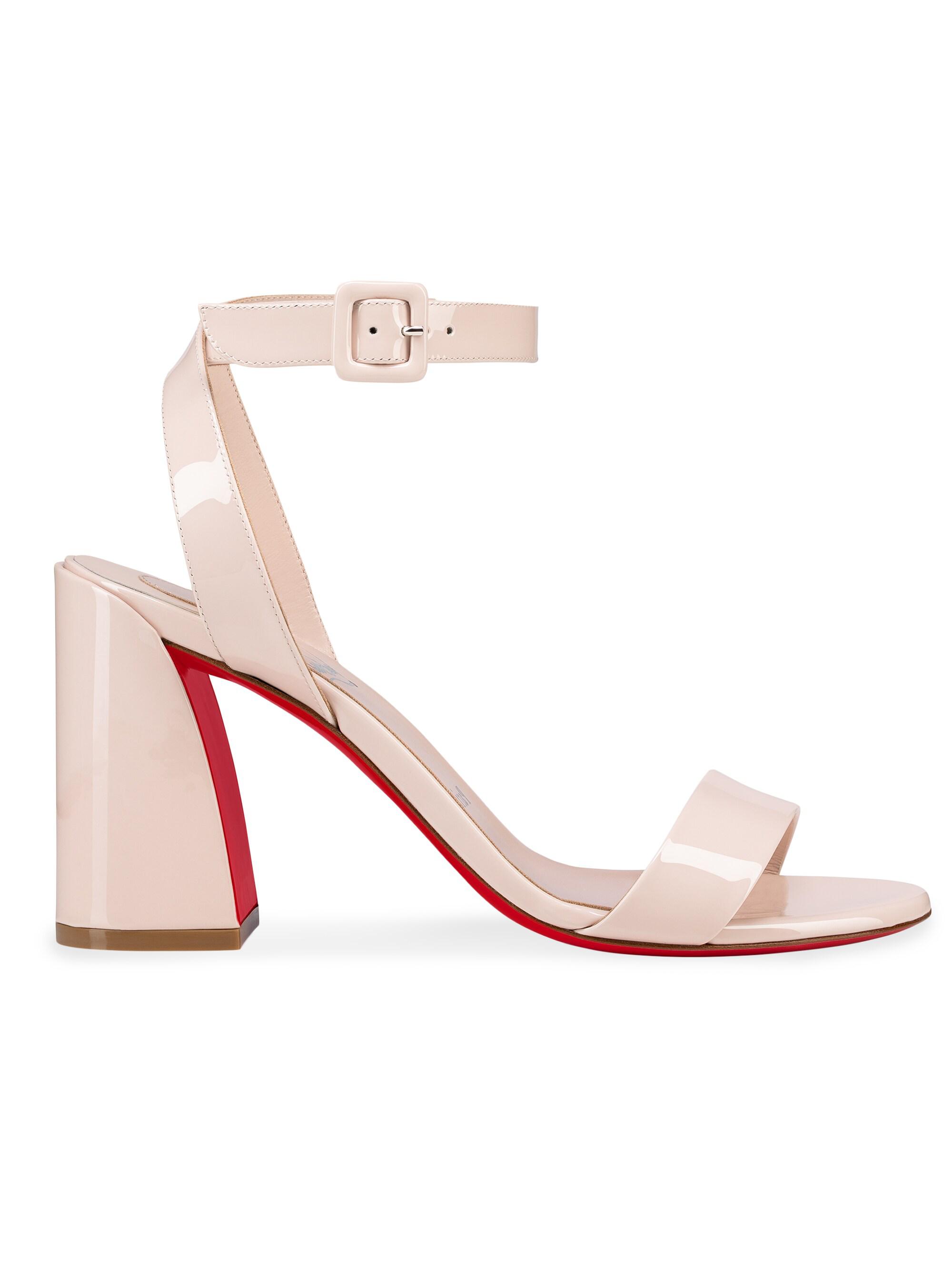 Christian Louboutin Women's Miss Sabina 85MM Patent Leather Sandals - Leche