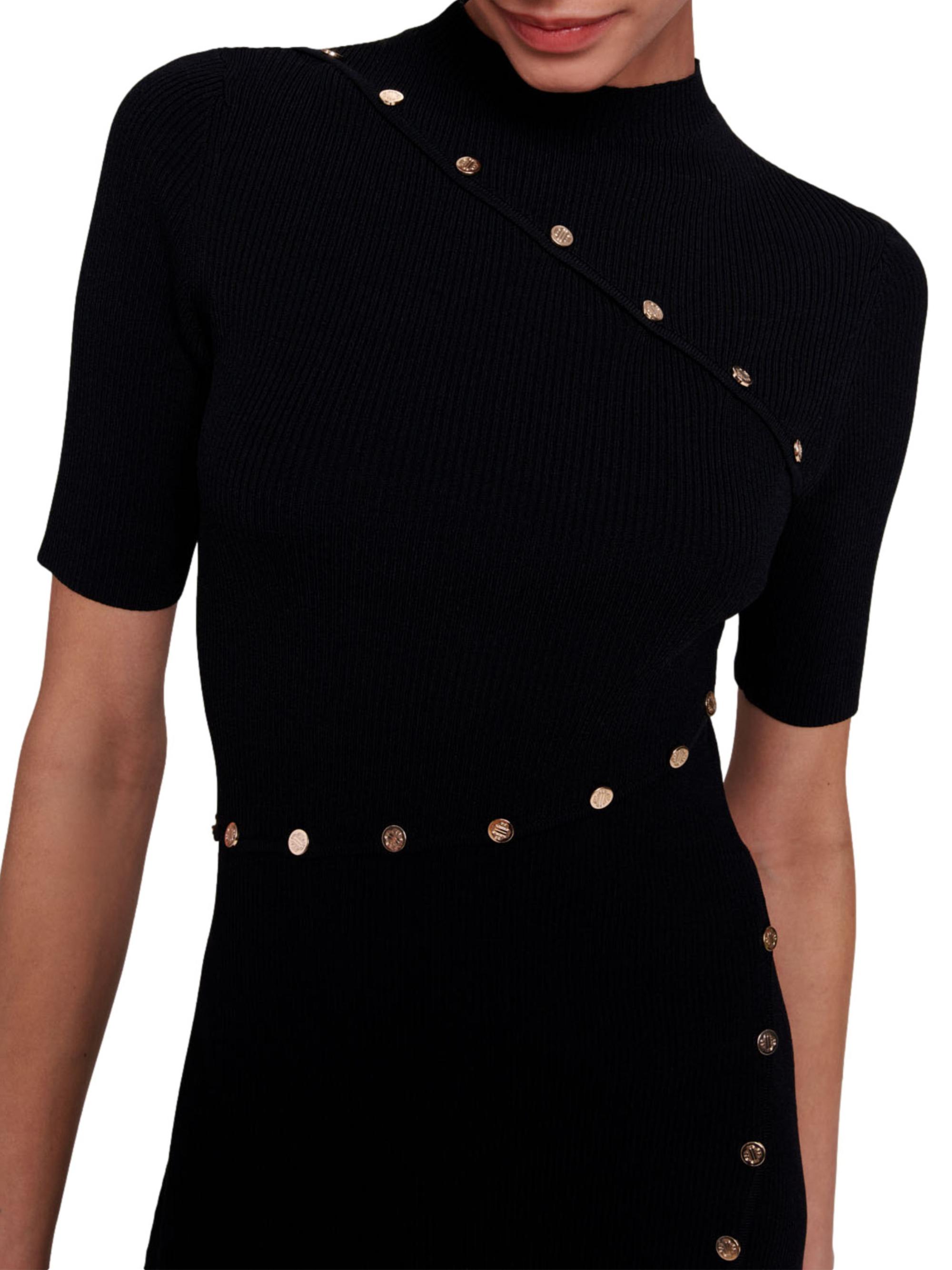 green emerald velvet dress Maje Black Knit Gold Button Short Dress – Phoenix Style main image 1
