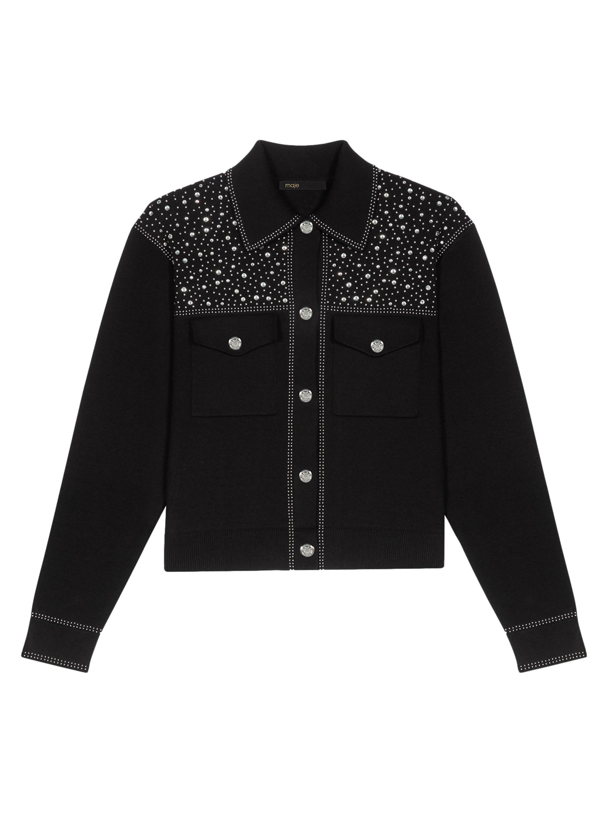 AMERI MEDI SWITCH KNIT CARDIGANブラックF Ameri（アメリ）の「MEDI SWITCH KNIT CARDIGAN（カーディガン