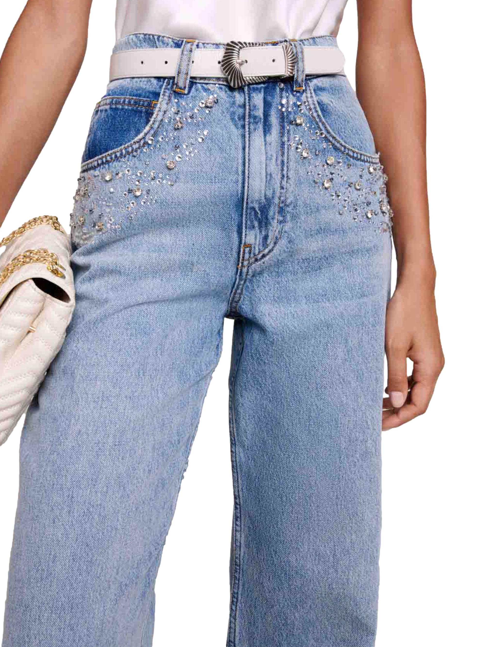 Maje Straight-Leg Jeans With Rhinestones | Saks Fifth Avenue