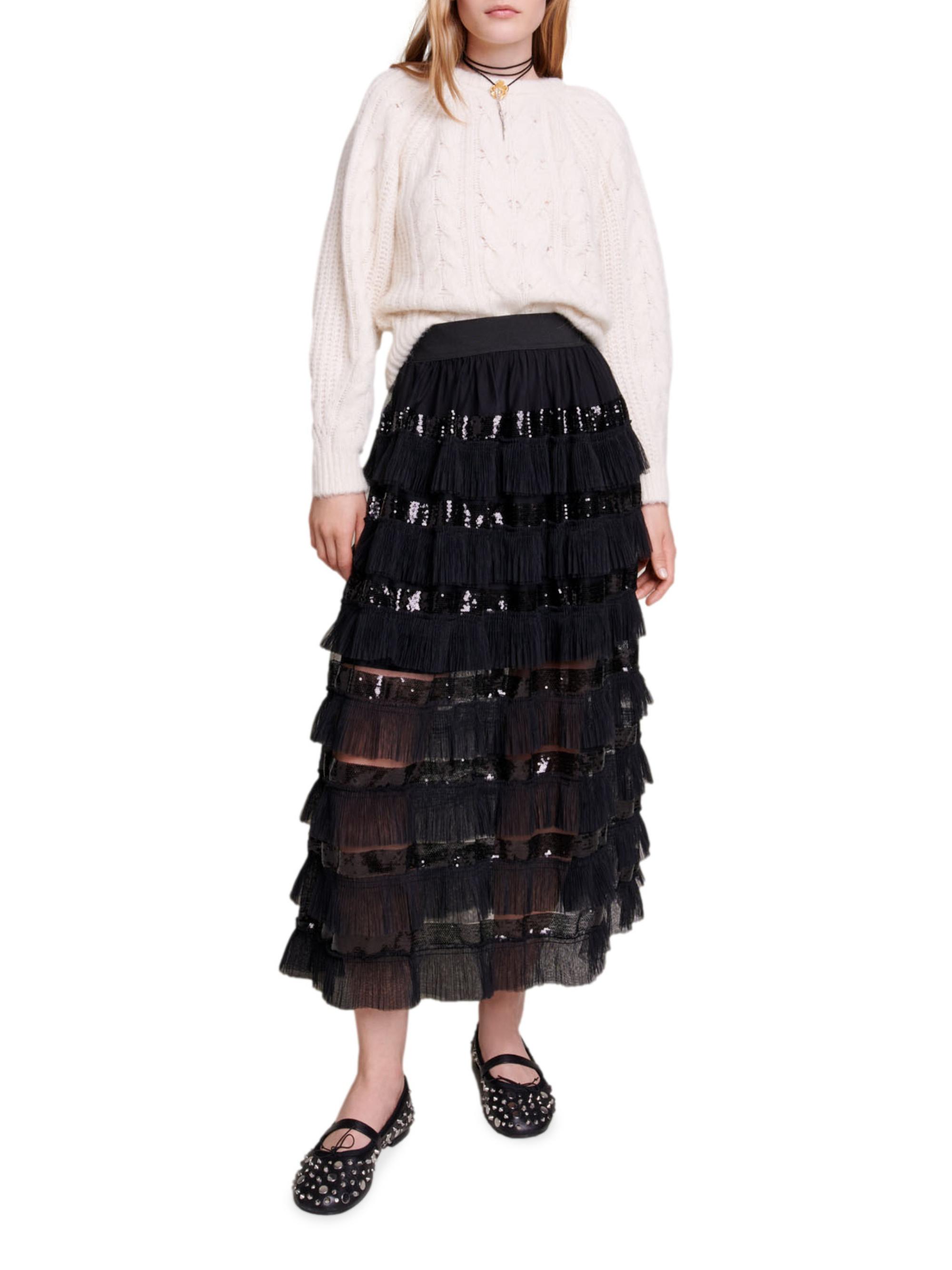Jilota Floral Ruffle Midi Skirt