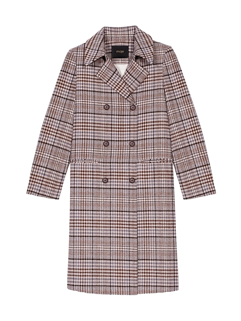 Shop Maje Long Checked Coat | Saks Fifth Avenue Shop Maje Long Checked Coat | Saks Fifth Avenue