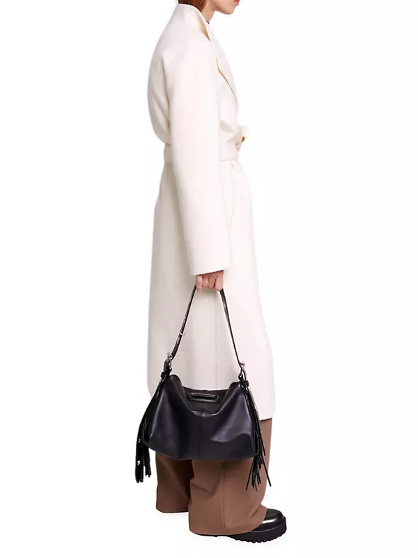Shop Maje Mid-Length Coat With Tie Fastening | Saks Fifth Avenue