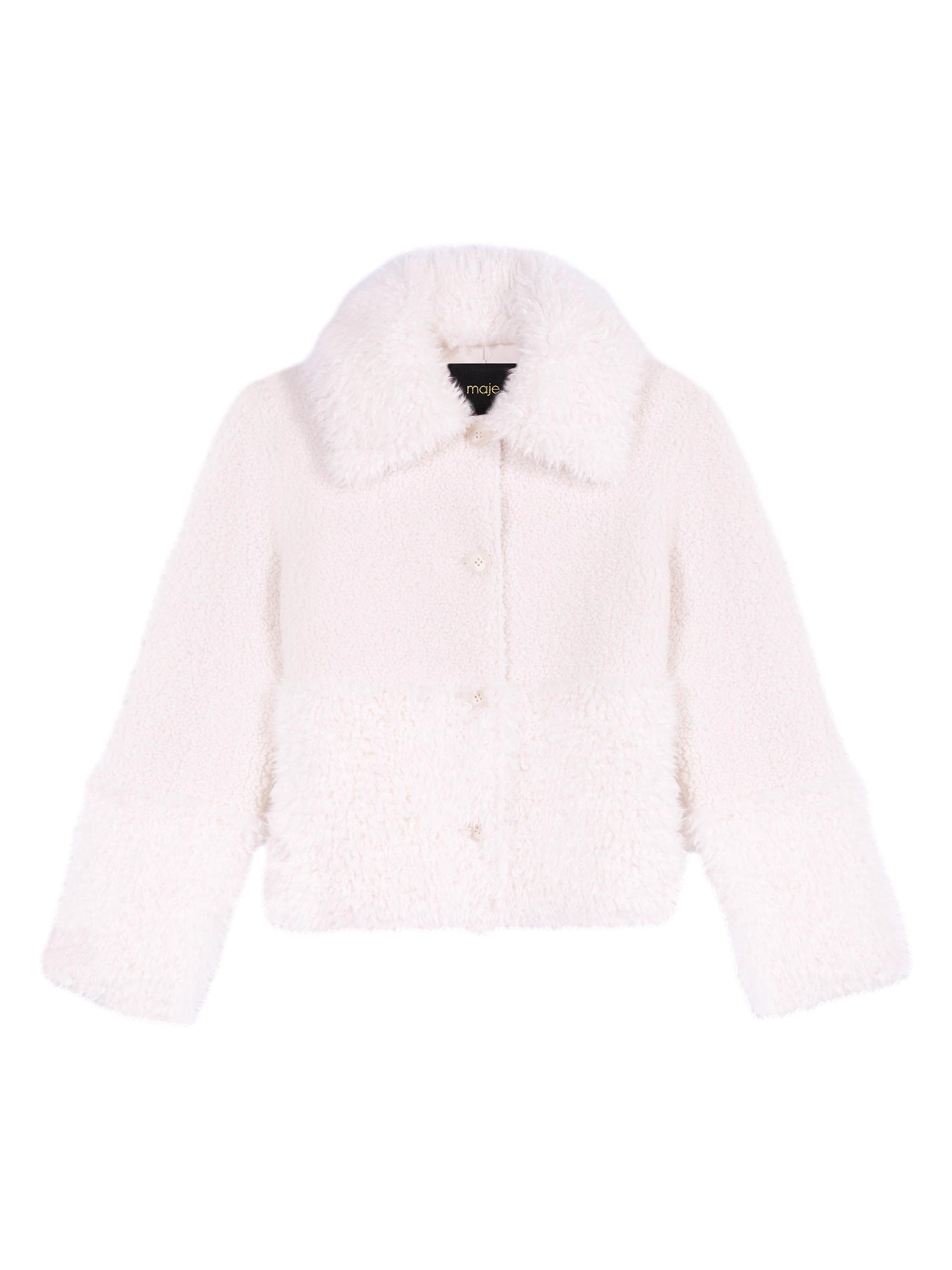 Maje Women's Short Fake Fur Coat - Ecru