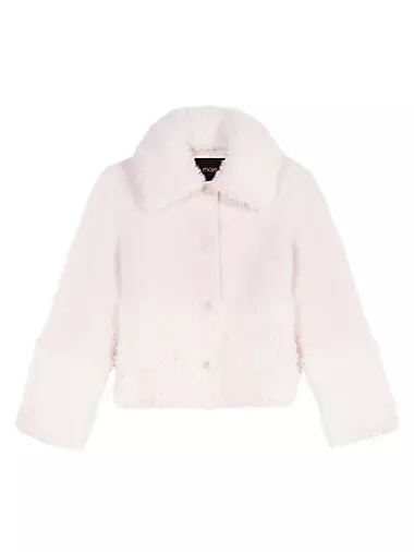 Balmain - Monogrammed Knit Jacket with Faux Fur